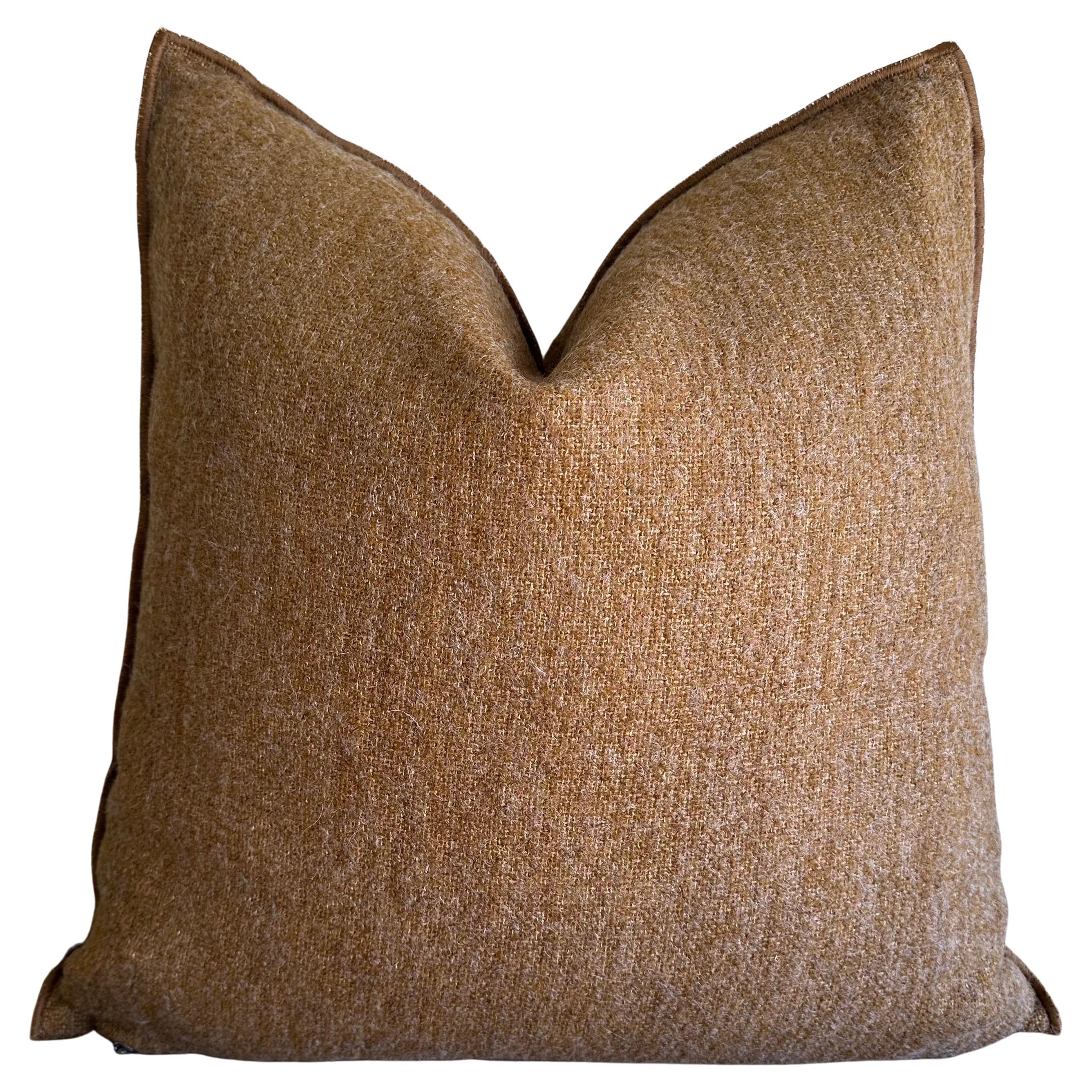 Bouclette French Wool Accent Pillow with Down Feather Insert For Sale