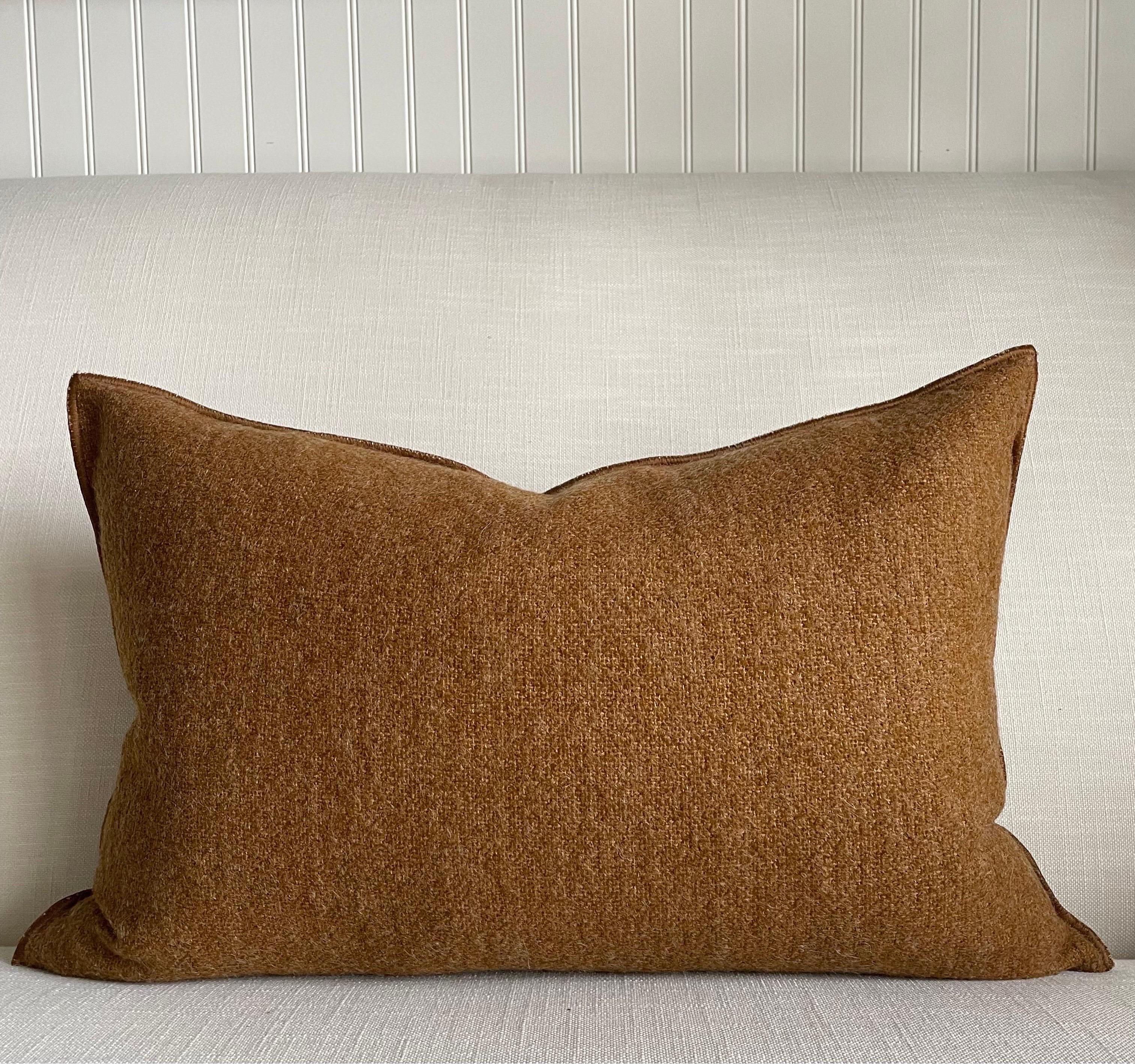 Contemporary Bouclette French Wool Lumbar Accent Pillow For Sale