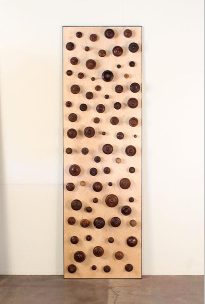 Organic Modern 'Boucliers' Pair of Decorative Turned Wood Panels by Eric Thévenot For Sale