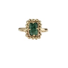 Solid 18k Yellow Gold Emerald Boudica Ring
