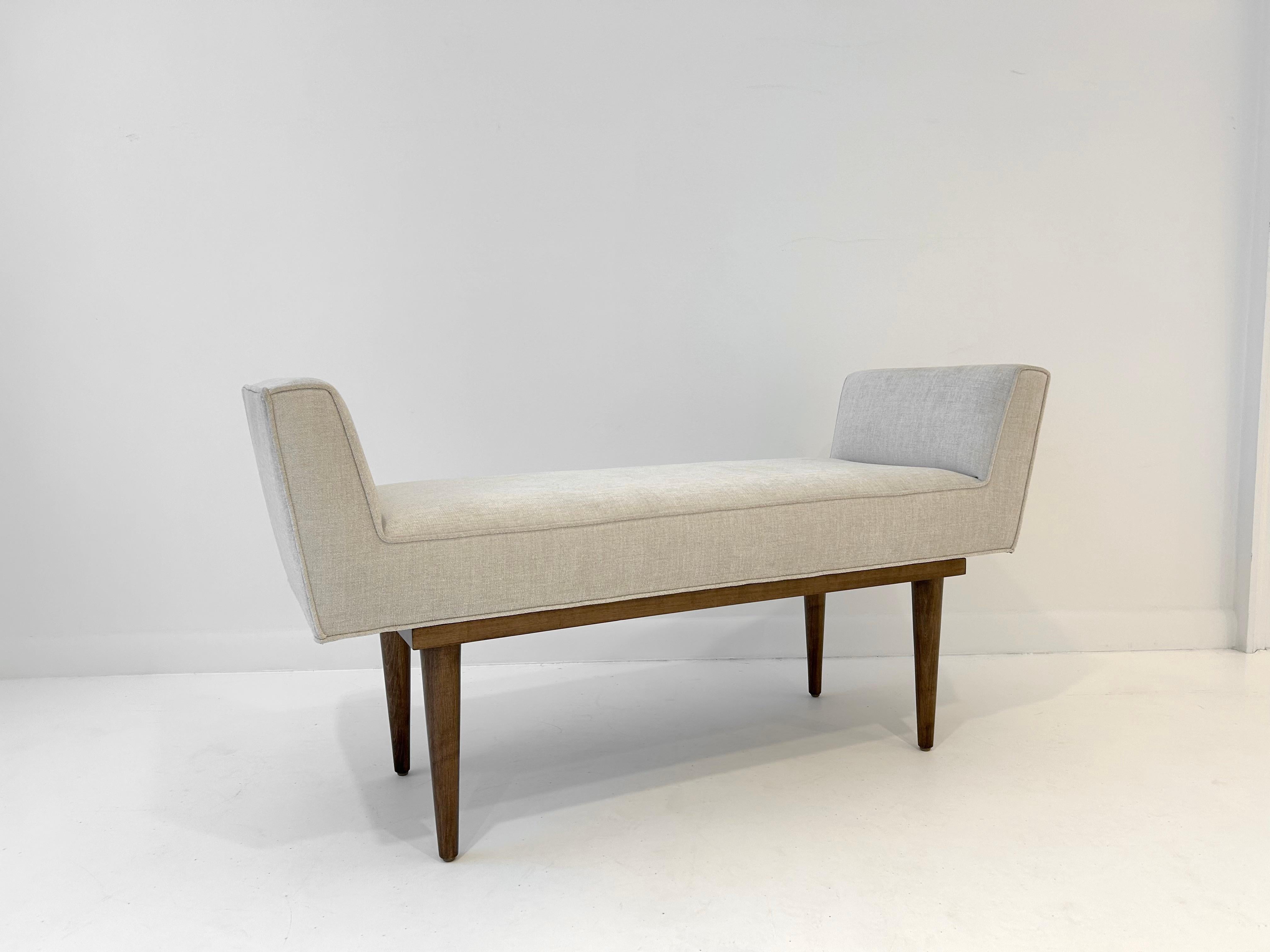 Mid-Century Modern Boudoir Arm Bench by Lost City Arts For Sale