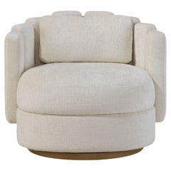 BOUDOIR Sculptural Swivel Armchair in Custom Fabric and Elegant Form