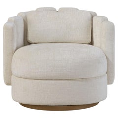 BOUDOIR Sculptural Swivel Armchair in Custom Fabric and Elegant Form