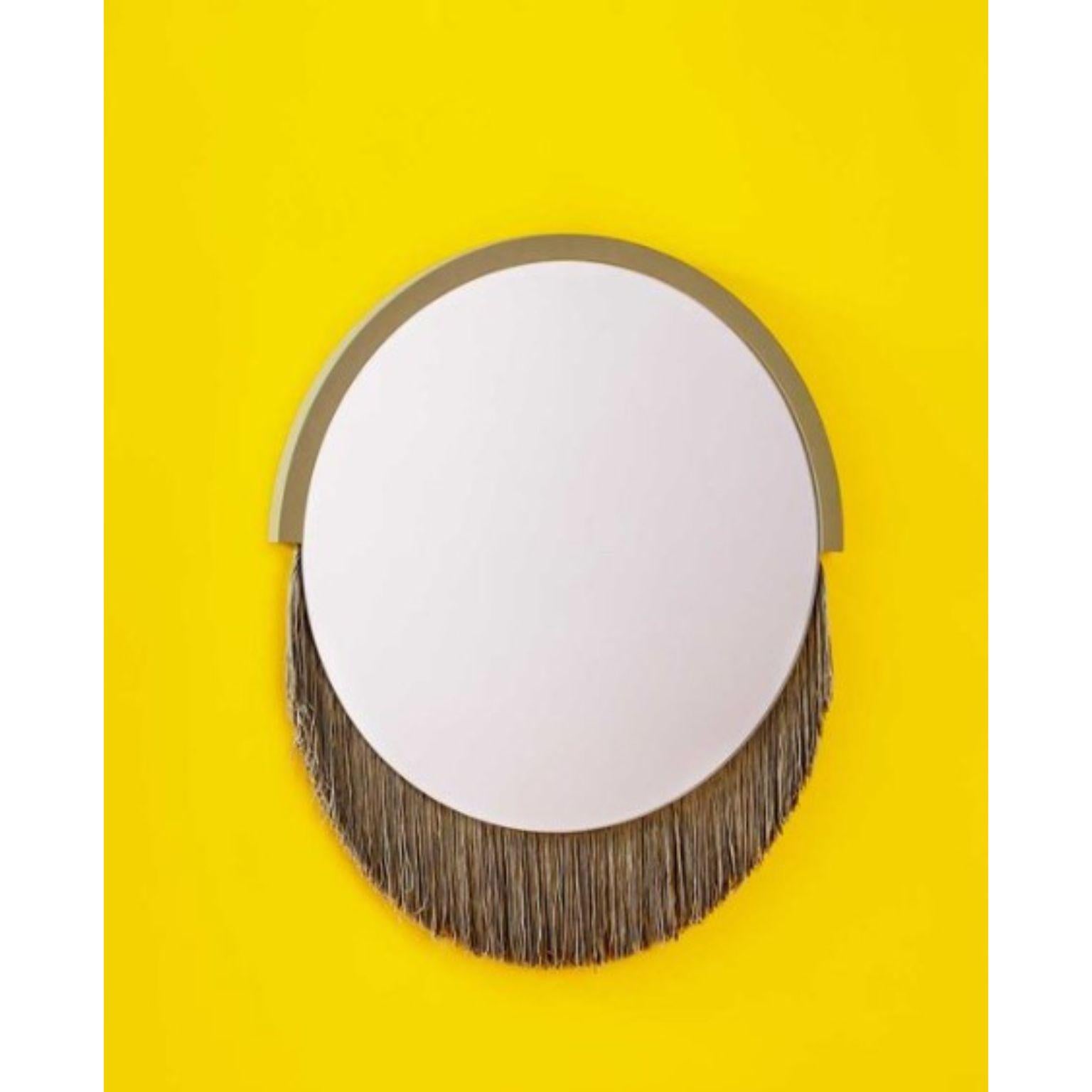 Boudoir small wall mirror by Tero Kuitunen
Material: glass mirror, mdf board, textile fringes.
Dimensions: D38 x W38 x H1.6 cm
Also Available : Different size, models and colors.

Playful wall mirrors with fringe detail.

Designer Tero