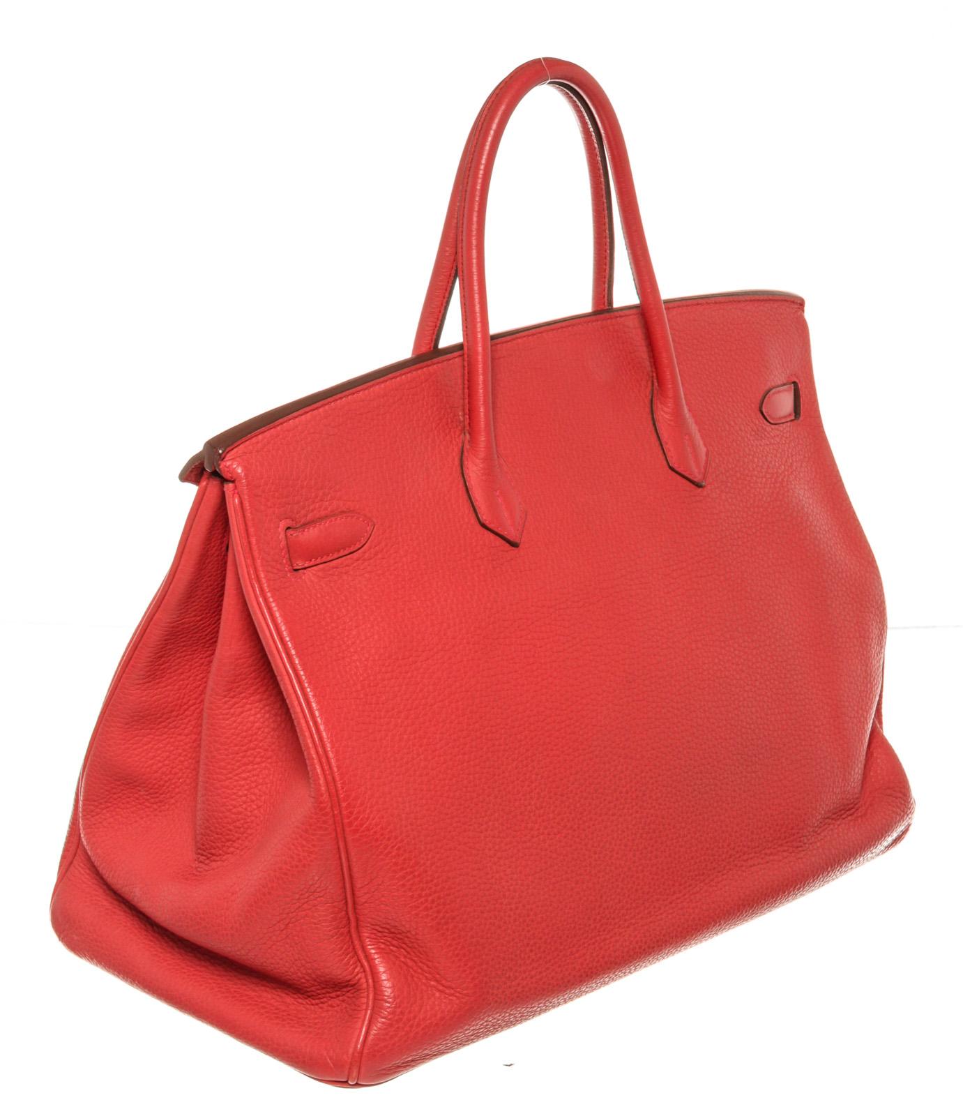 Red Bougenvillea Clemence Taurillon leather Hermès Birkin 35 with Palladium 