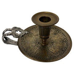 Antique Bougeoir a main en bronze  dans le style perse Qajar France fin XIXe