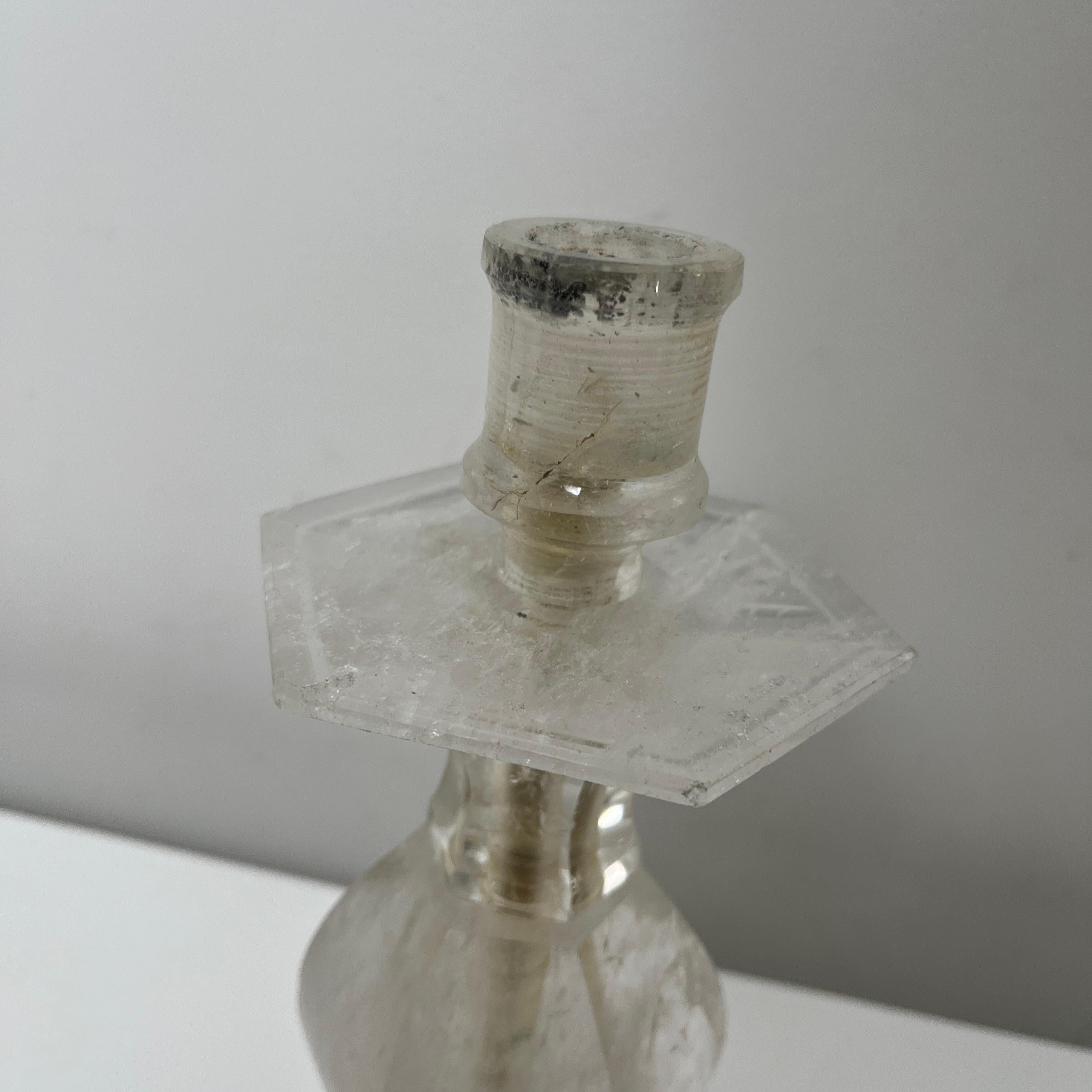 French Bougeoir en cristal de roche taillé For Sale