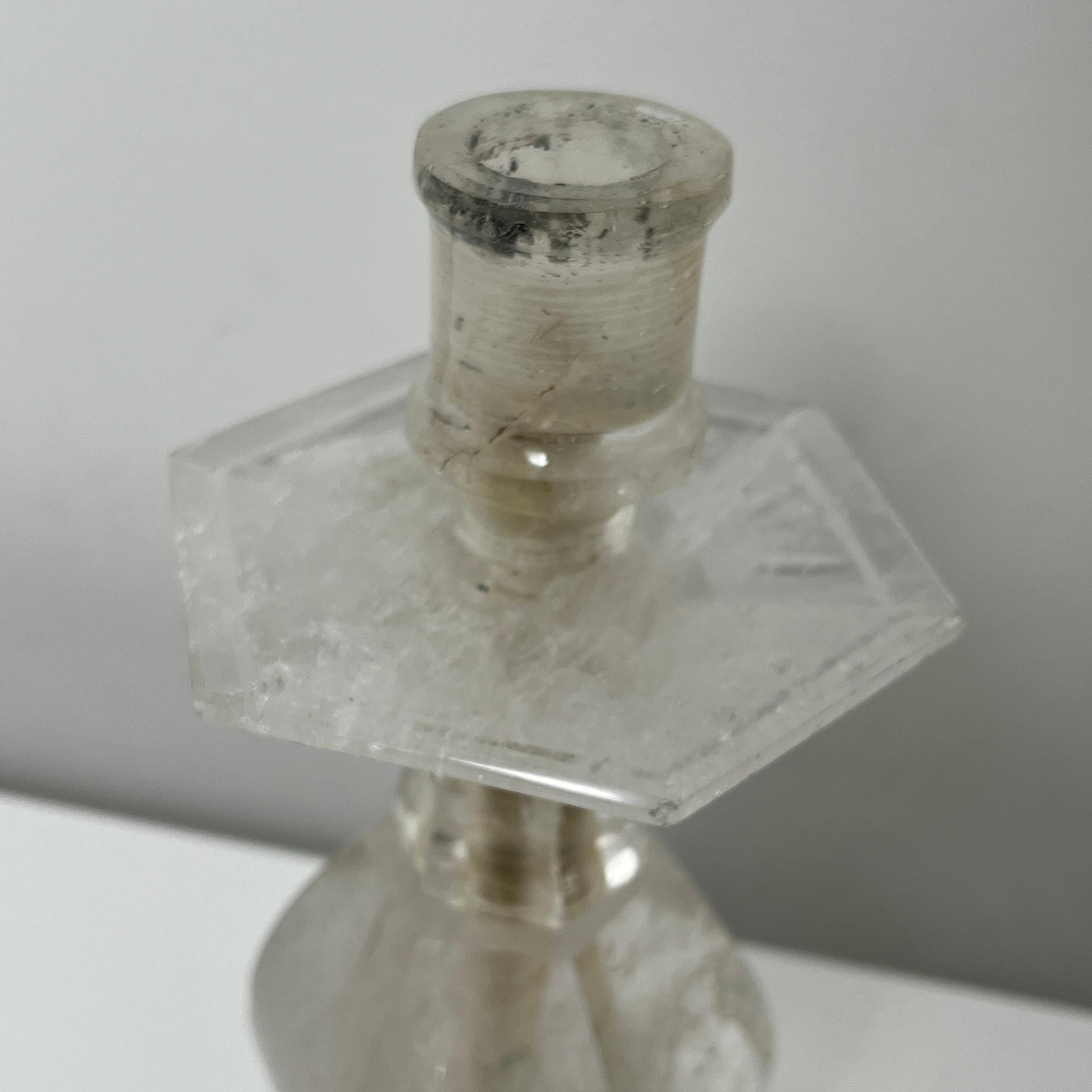 Faceted Bougeoir en cristal de roche taillé For Sale