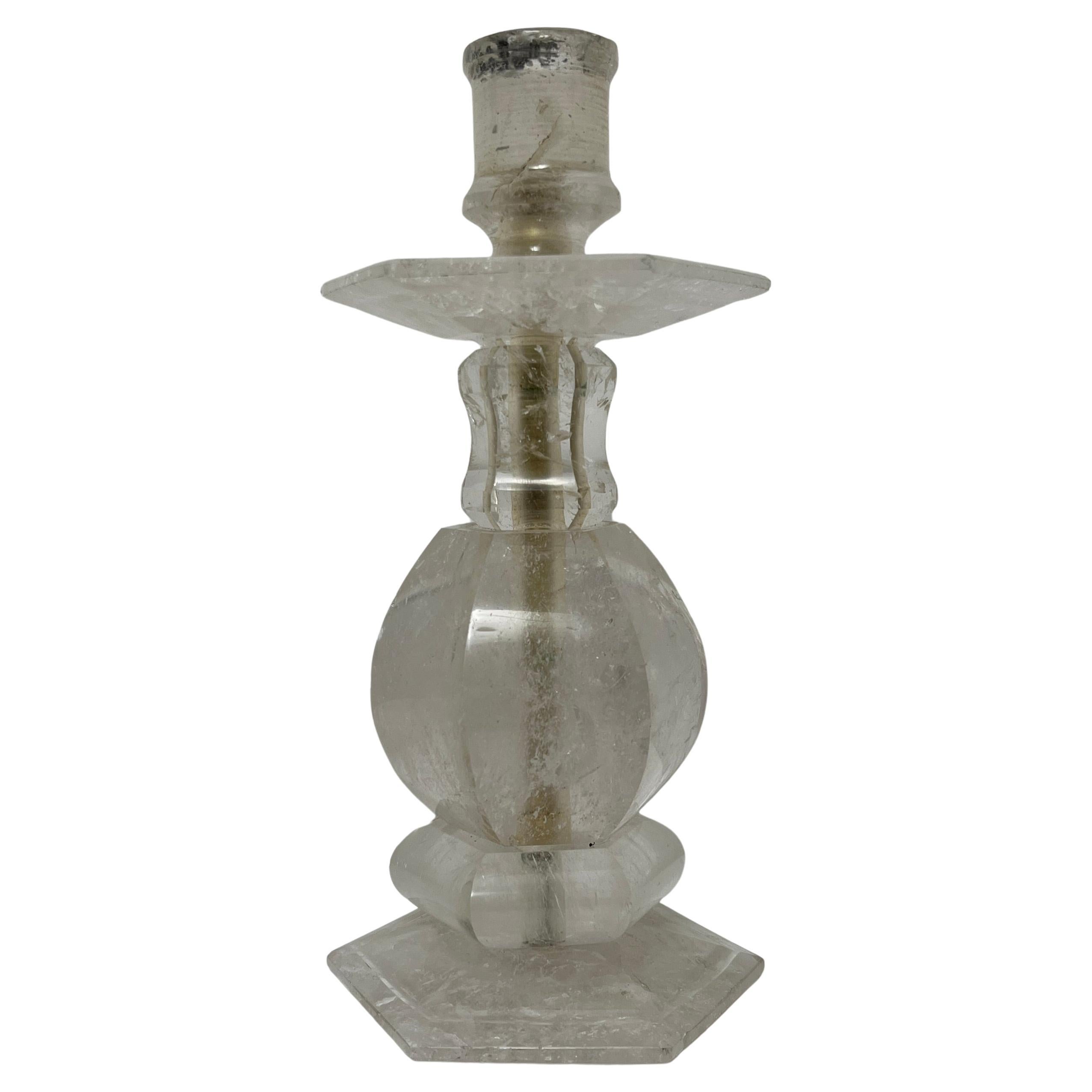 Bougeoir en cristal de roche taillé For Sale