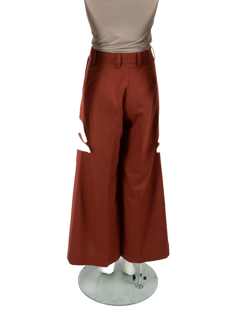 Bouguessa Brown Panelled Wide Leg Trousers Size XS In Good Condition For Sale In London, GB