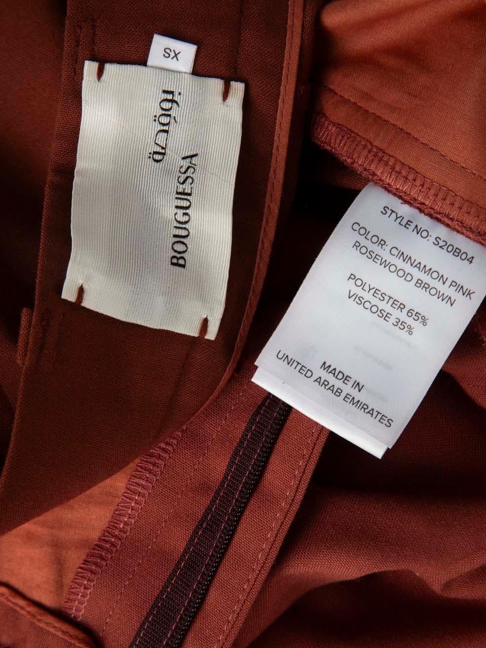 Bouguessa Brown Panelled Wide Leg Trousers Size XS For Sale 1