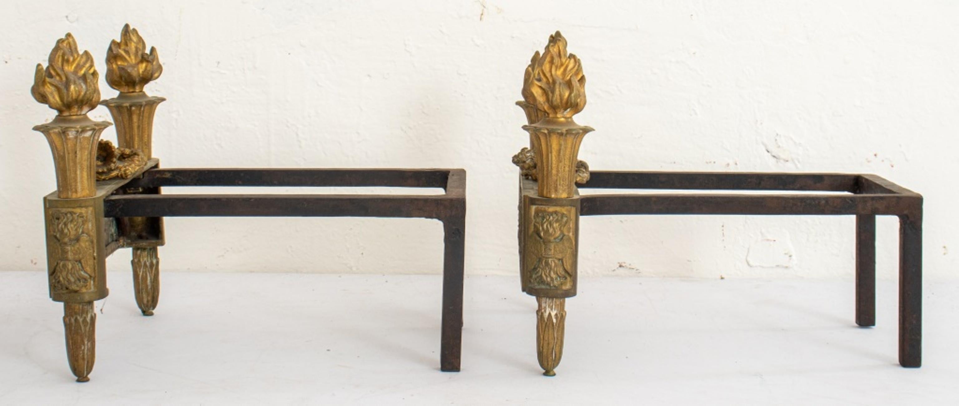Bouhon Attr Louis XVI Style Gilt Bronze Chenets In Good Condition In New York, NY