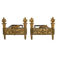 Bouhon Attr Louis XVI Style Gilt Bronze Chenets