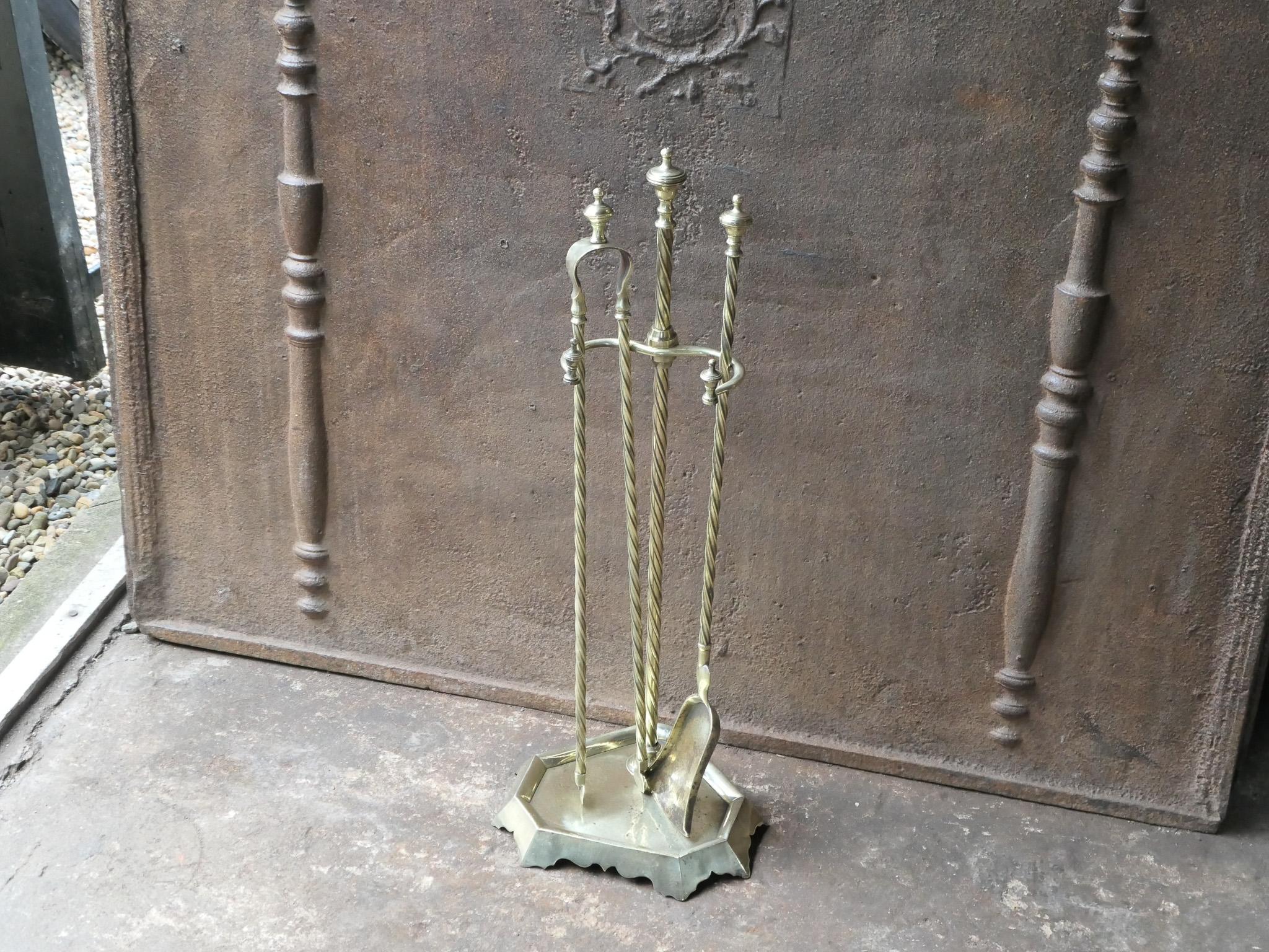 Brass Bouhon Frères Fireplace Tool Set, Fire Tools, 19th Century For Sale