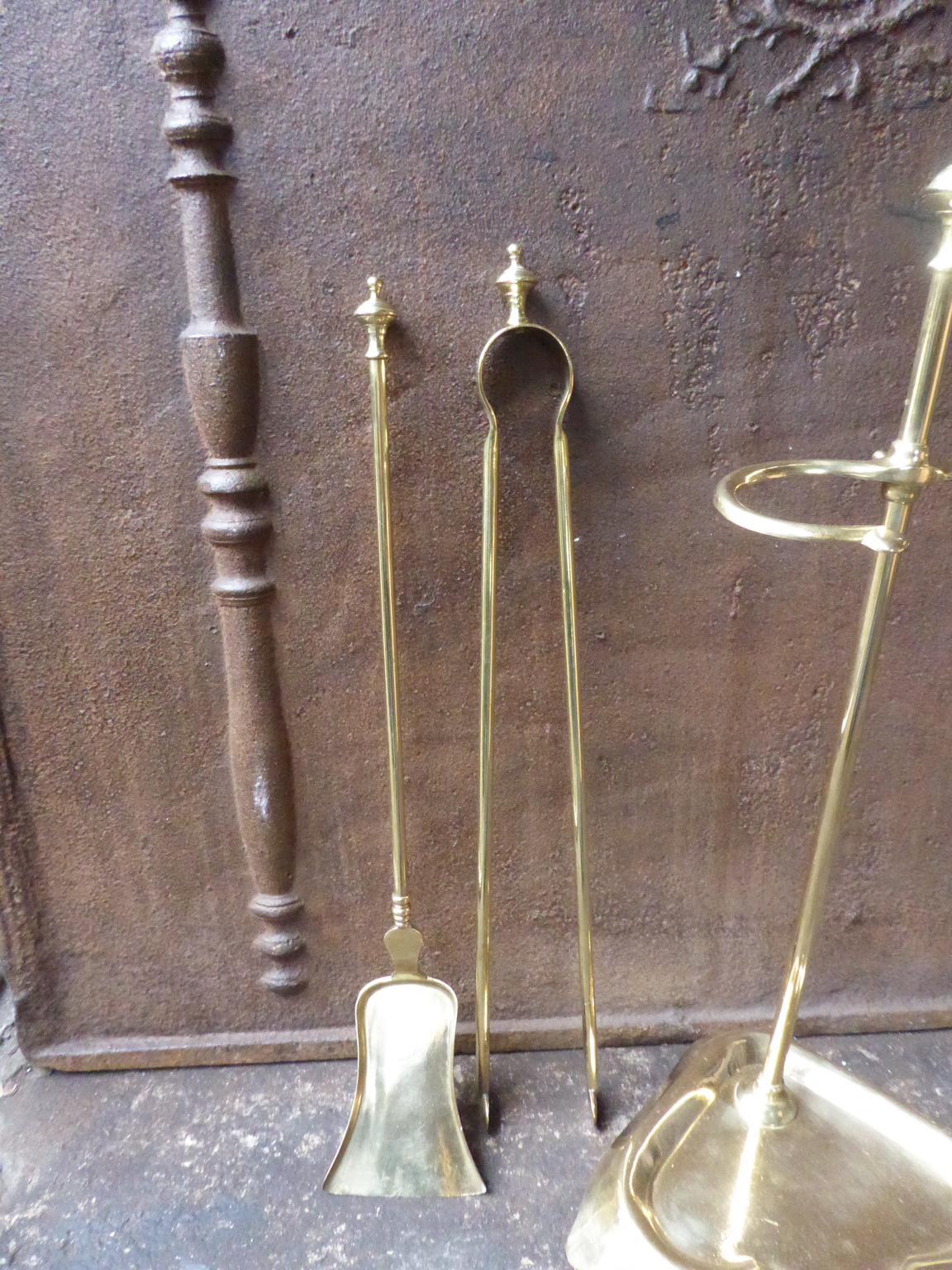 Brass Bouhon Frères Fireplace Tool Set, Fire Tools, 19th Century