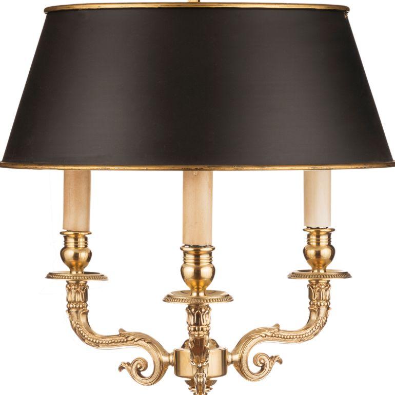 Italian Three-light bouillotte with adjustable lampshade For Sale