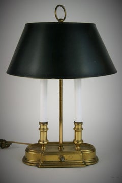 Bouillotte Brass Two-Light Lamps with Black Shade (2 Available)