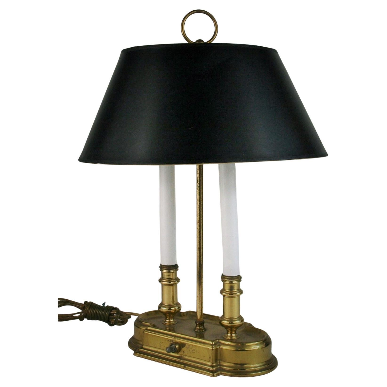 Bouillotte Lampade a due luci in ottone con paralume nero (2 disponibili)