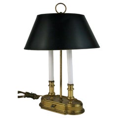 Bouillotte Brass Two-Light Lamps with Black Shade (2 Available)
