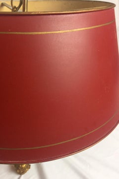 Bouillotte Bronze and Tôle Hanging Lamp, Red