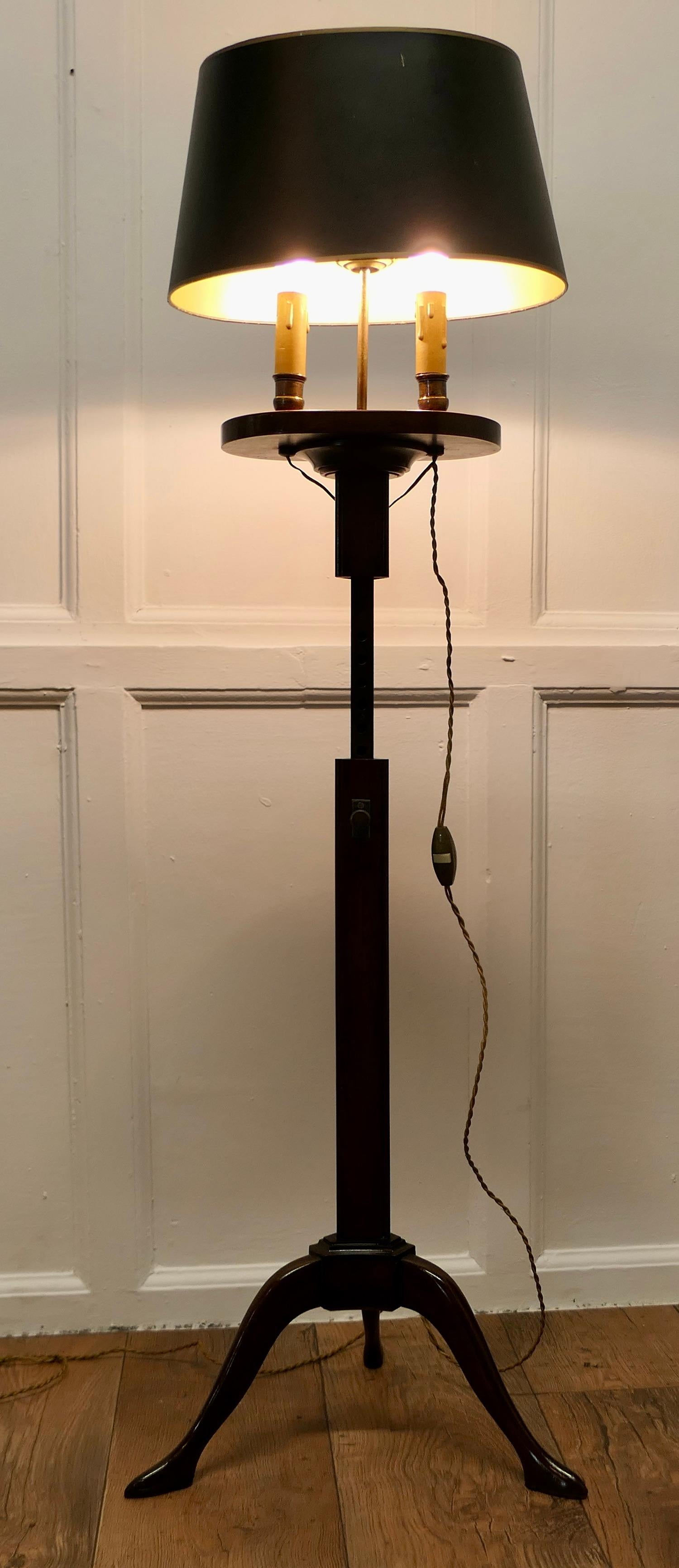 Bouillotte Floor Lamp, Adjustable Twin Candle Lamp This is an Elegant Piece In Good Condition For Sale In Chillerton, Isle of Wight