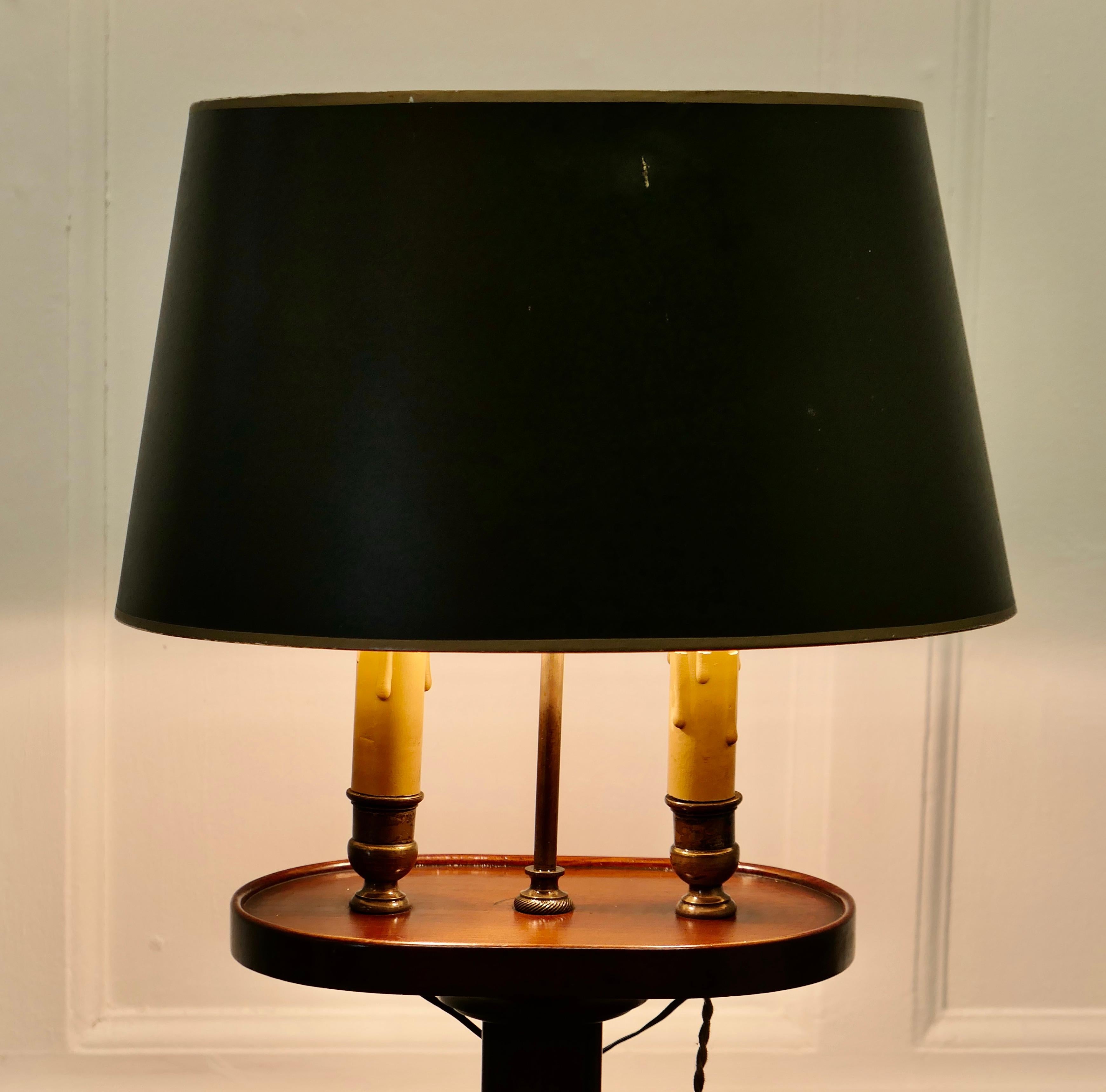 Fruitwood Bouillotte Floor Lamp, Adjustable Twin Candle Lamp This is an Elegant Piece For Sale