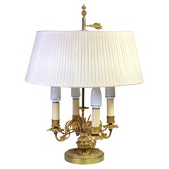 Antique Bouillotte French Lamp Gild Bronze 4 lights Flora Motive Empire Style