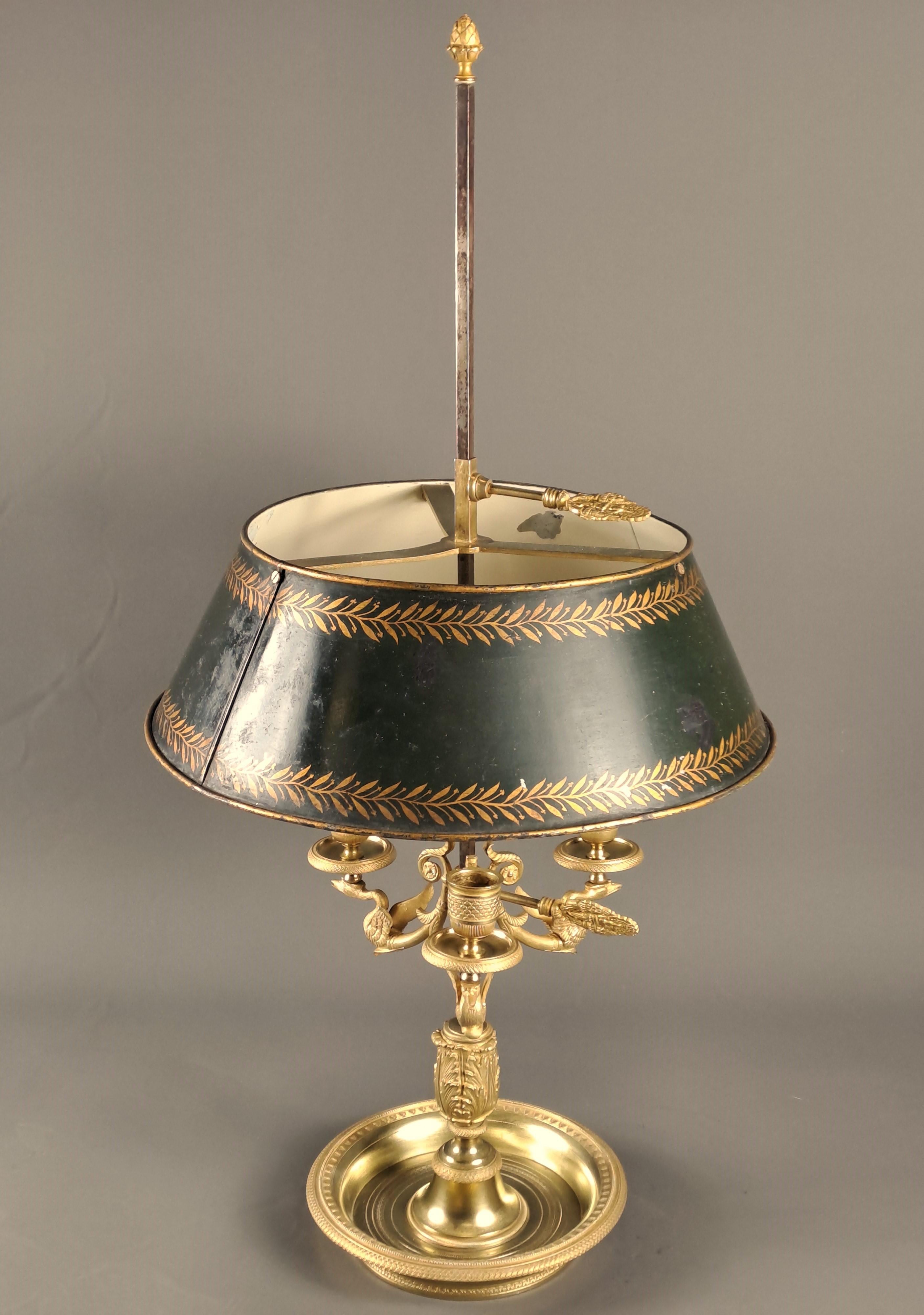 Bouillotte Lampe Empire Periode (Vergoldet) im Angebot