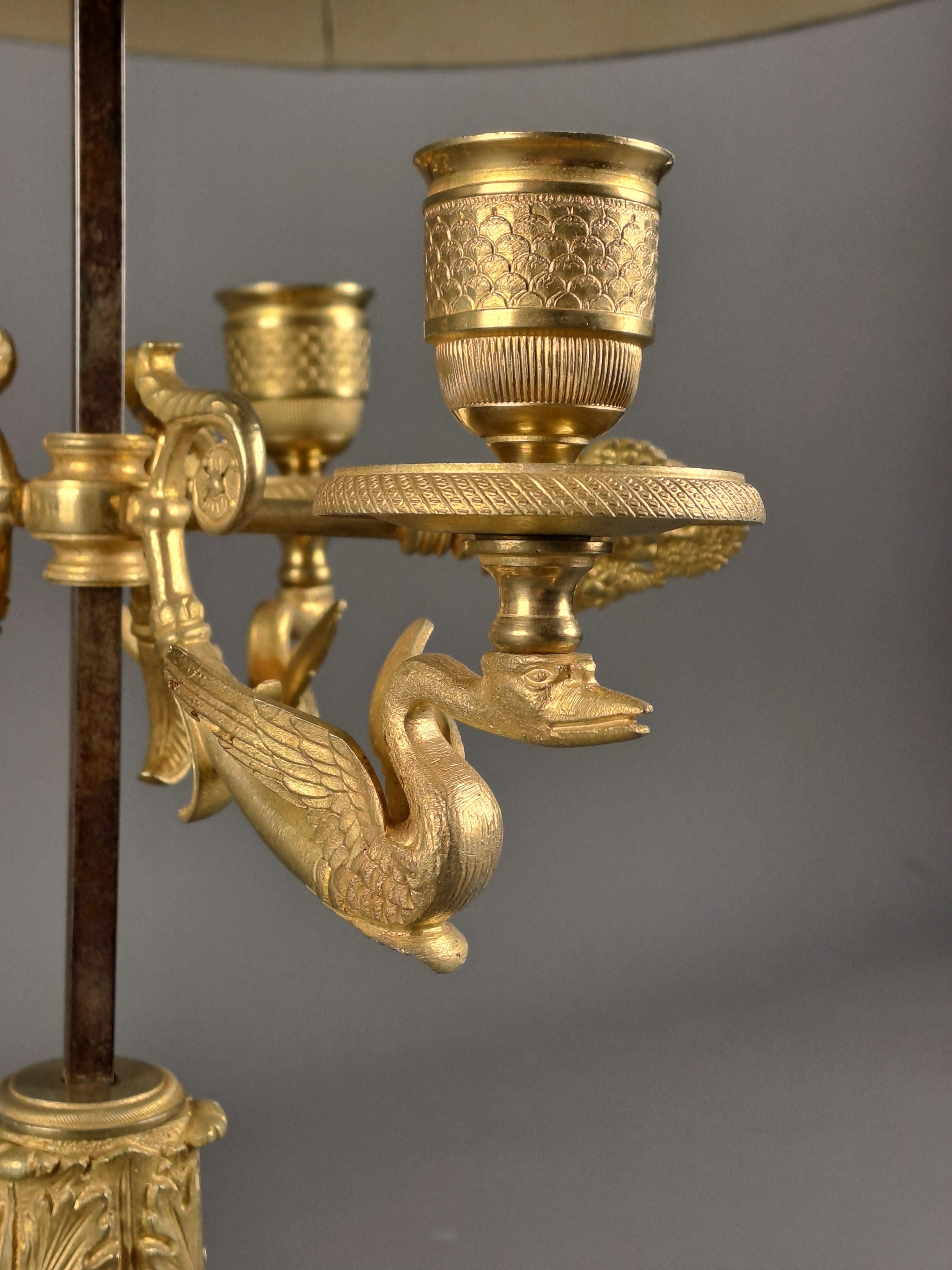Bouillotte Lamp Empire Period In Fair Condition For Sale In BARSAC, FR