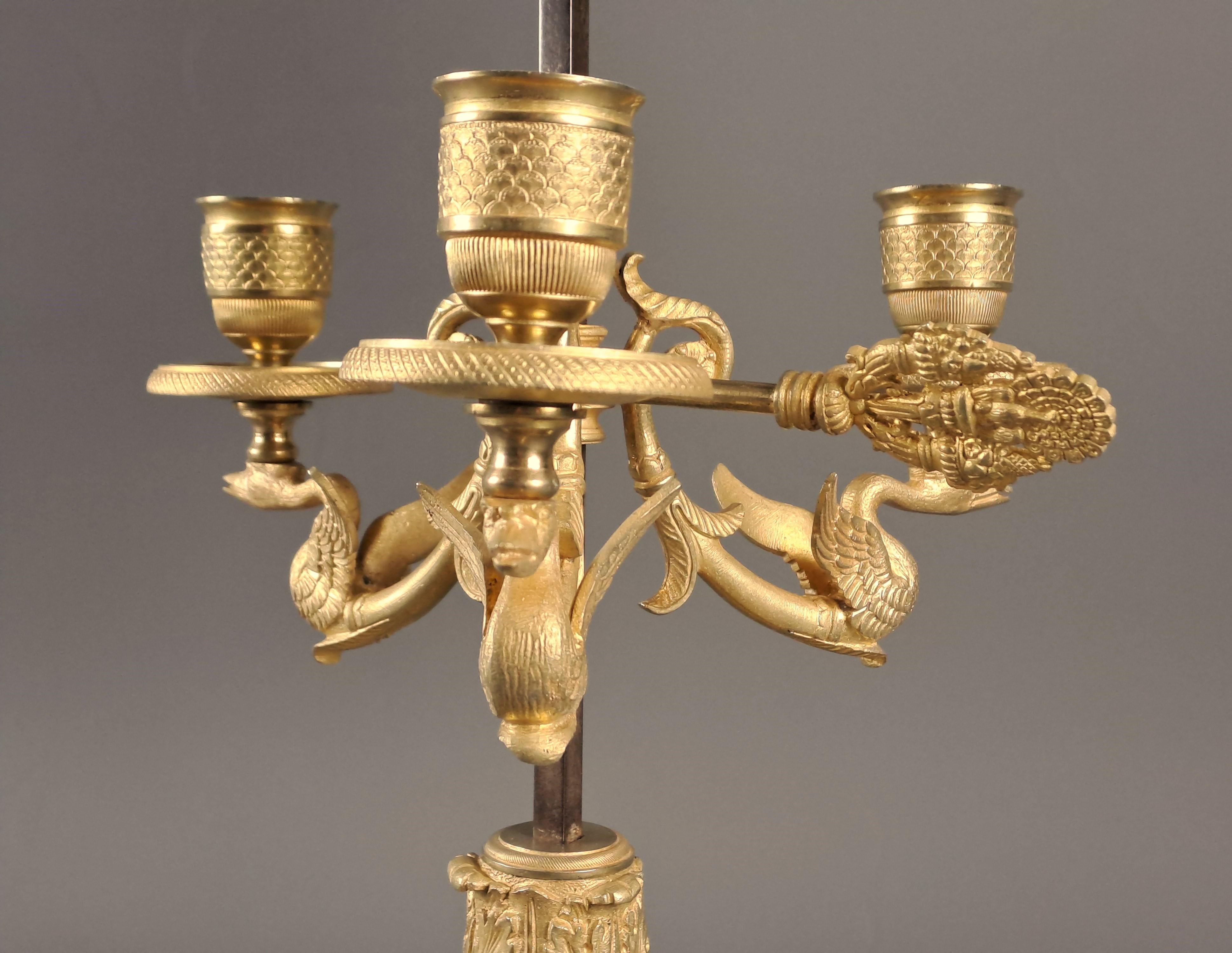 Bouillotte Lampe Empire Periode (Bronze) im Angebot