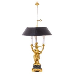 Bouillotte lamp in gilded bronze and marble. Circa 1900.