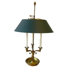 Vintage Bouillotte Lamp With Green Tole Shade