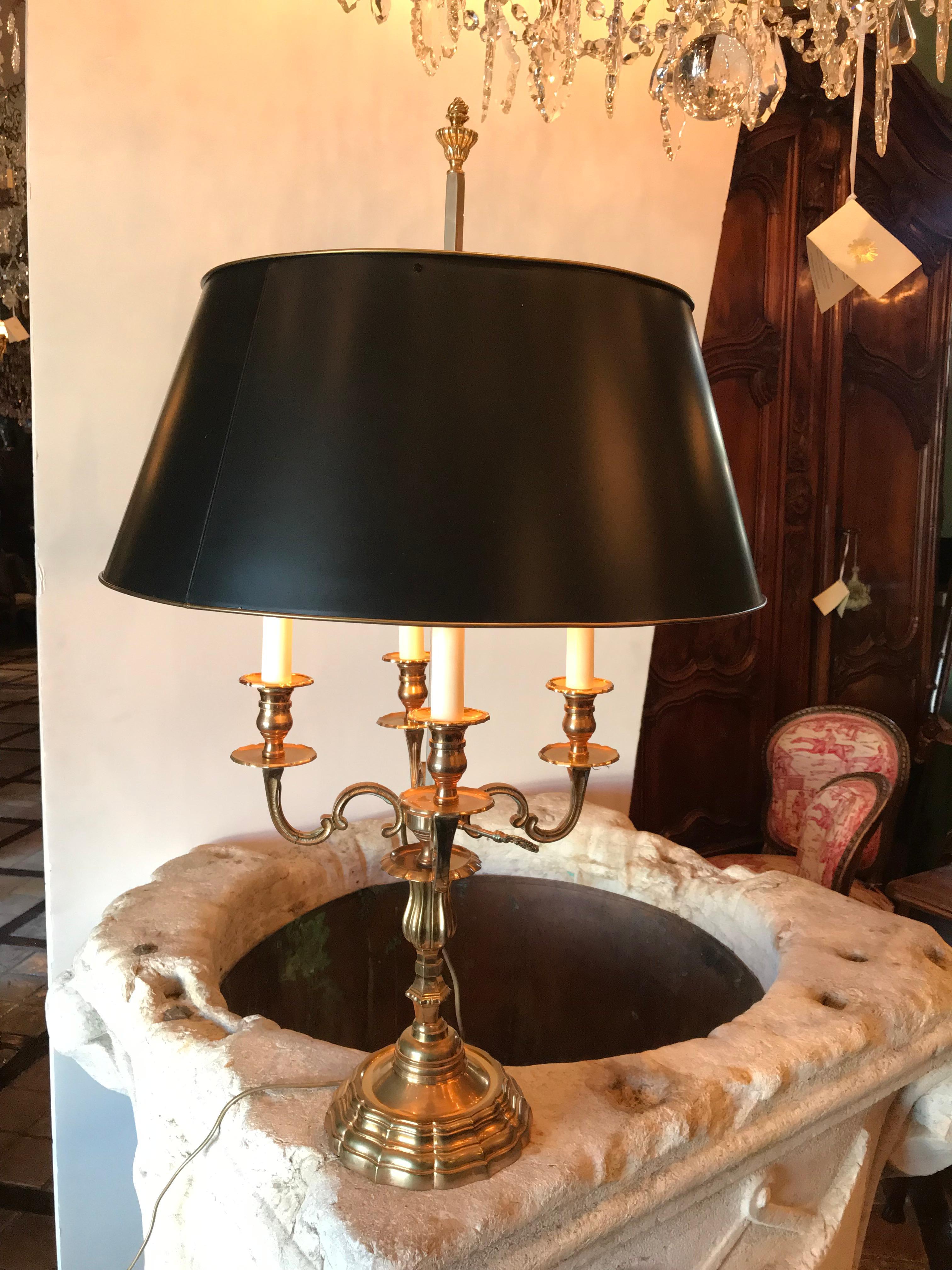 Bouillotte Side Table Lamp Mood Light Gilt Bronze Antique Dealer Los Angeles CA For Sale 4