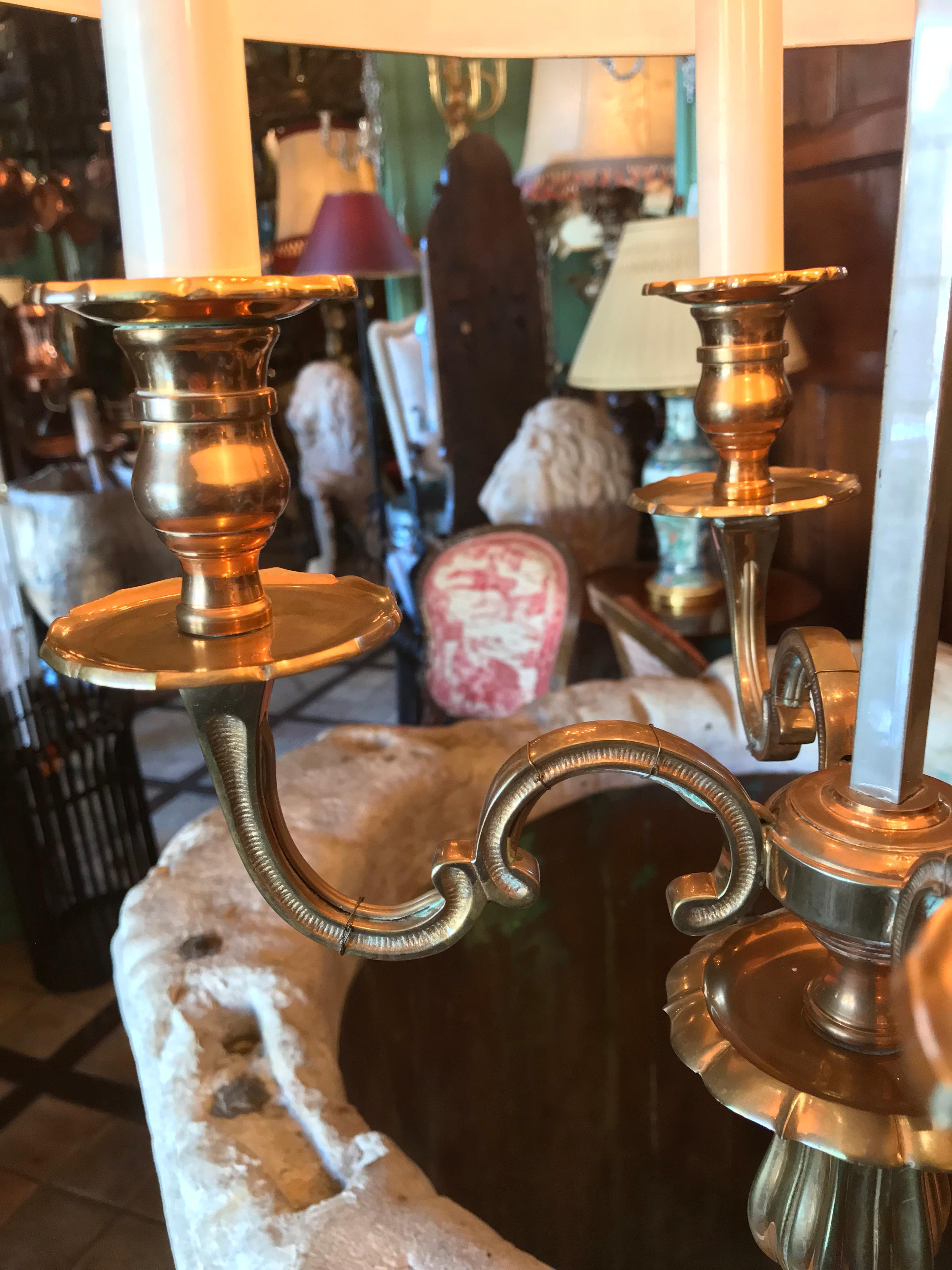 Bouillotte Side Table Lamp Mood Light Gilt Bronze Antique Dealer Los Angeles CA For Sale 7