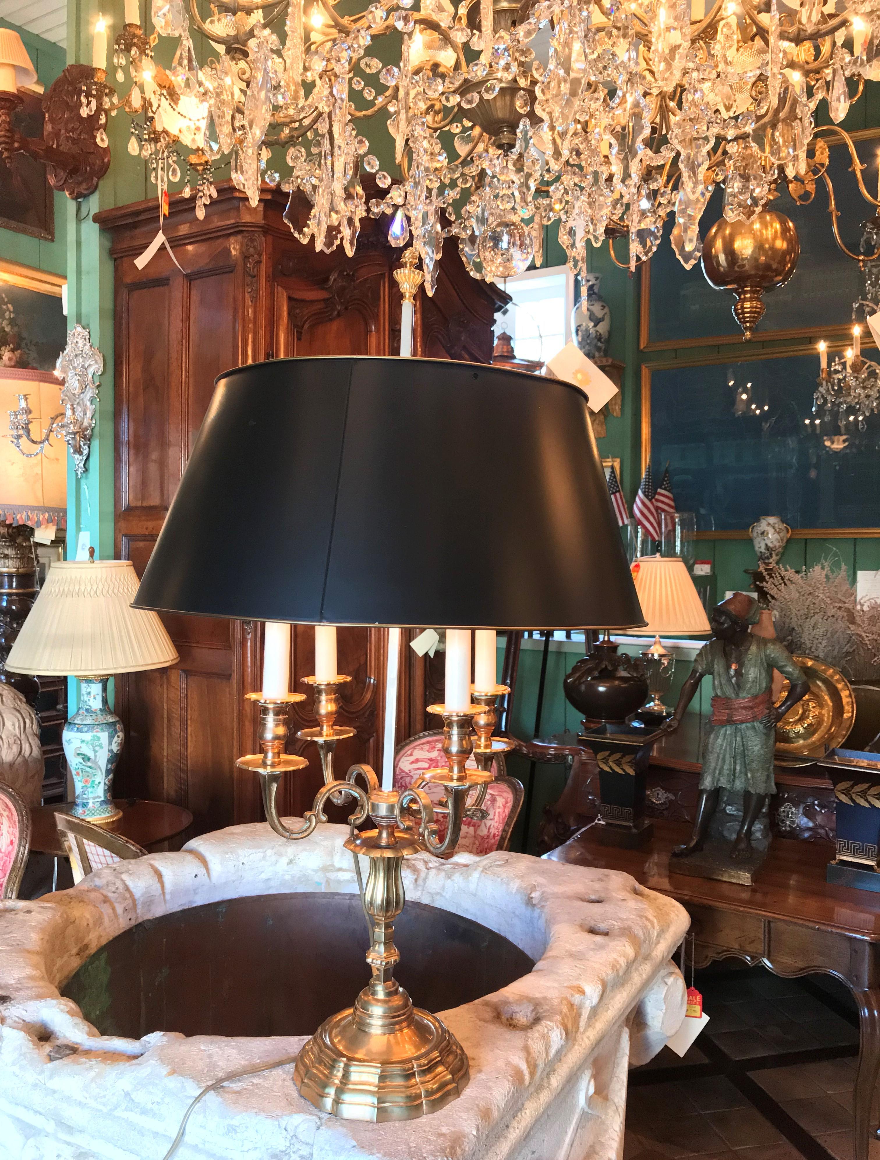 Bouillotte Side Table Lamp Mood Light Gilt Bronze Antique Dealer Los Angeles CA For Sale 9