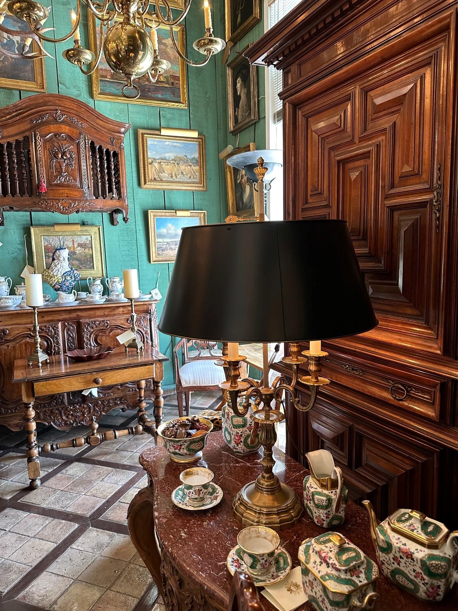 Louis XIV Bouillotte Side Table Lamp Mood Light Gilt Bronze Antique Dealer Los Angeles CA For Sale