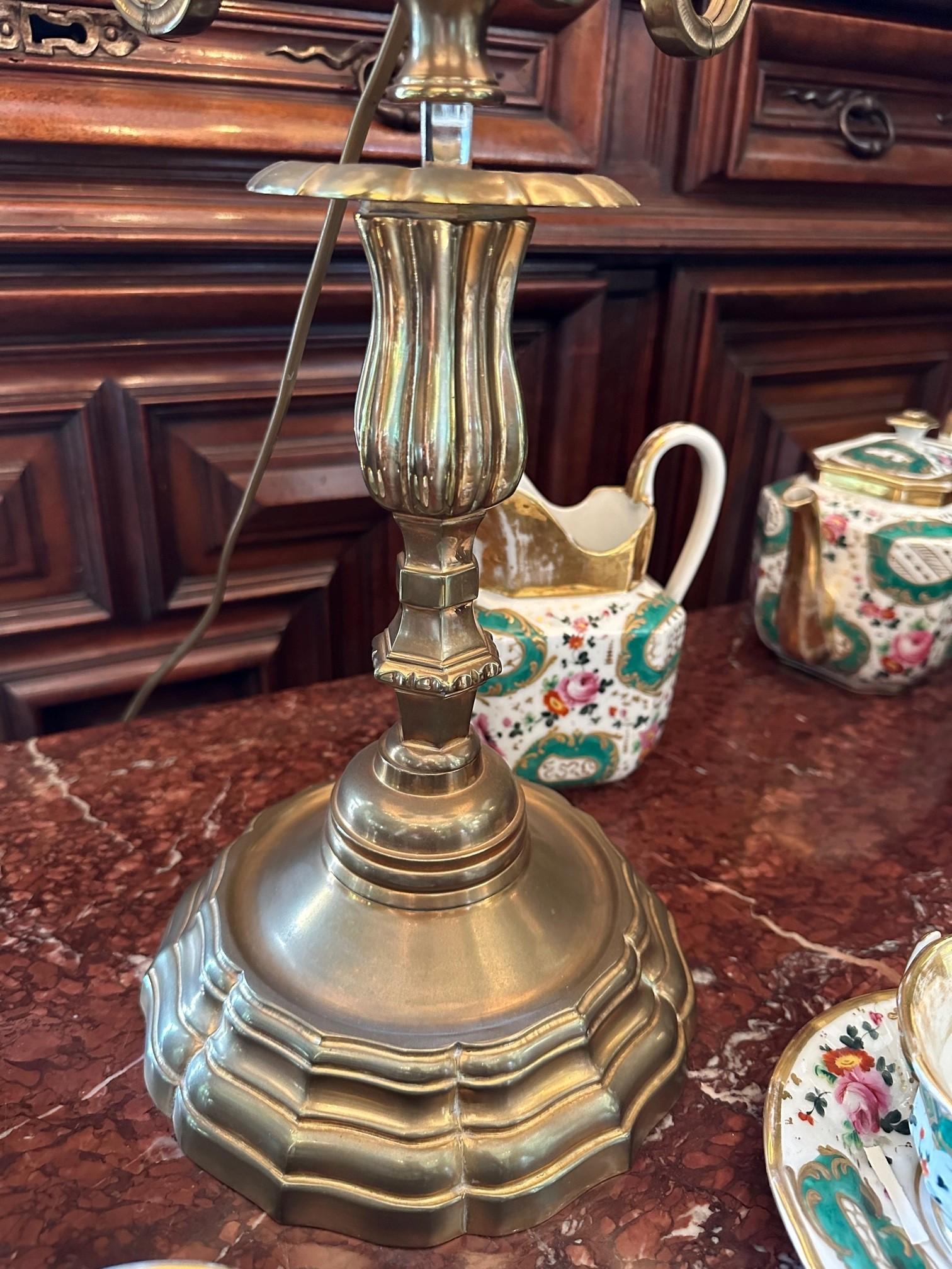 Metal Bouillotte Side Table Lamp Mood Light Gilt Bronze Antique Dealer Los Angeles CA For Sale