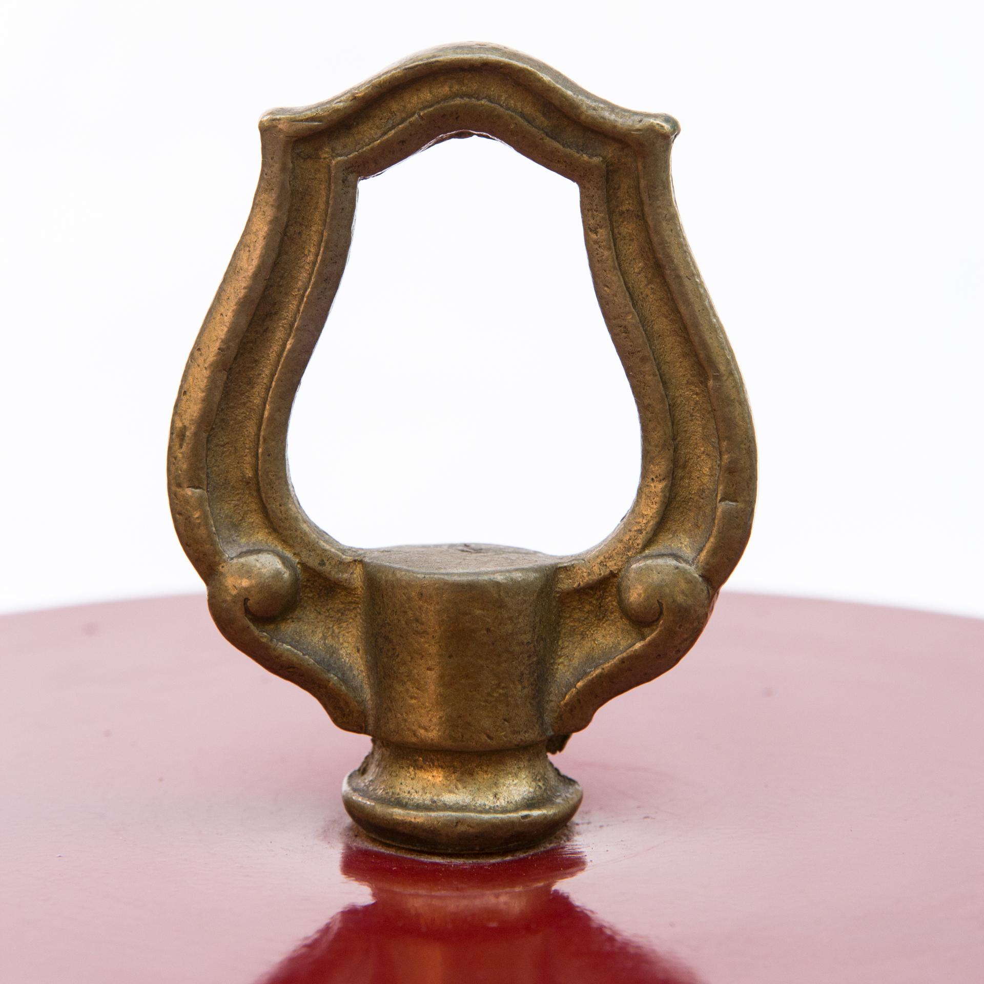 Bouillotte Table Lamp, Brass, Red Lacquered, France In Good Condition For Sale In Krakow, małopolskie