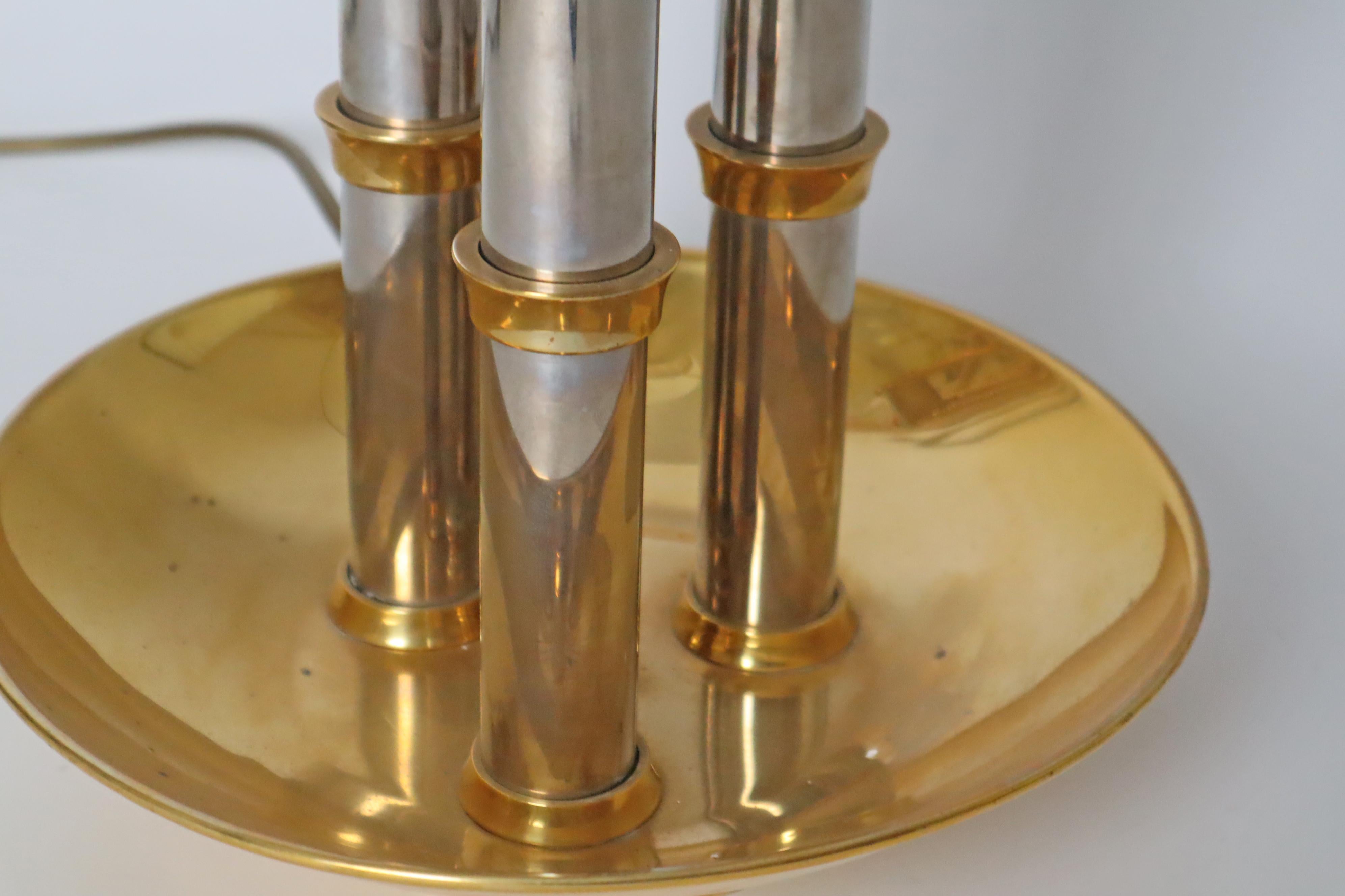 Bouilotte Table Lamp in Polished Bronze and Chrome from Maison Bagues For Sale 8