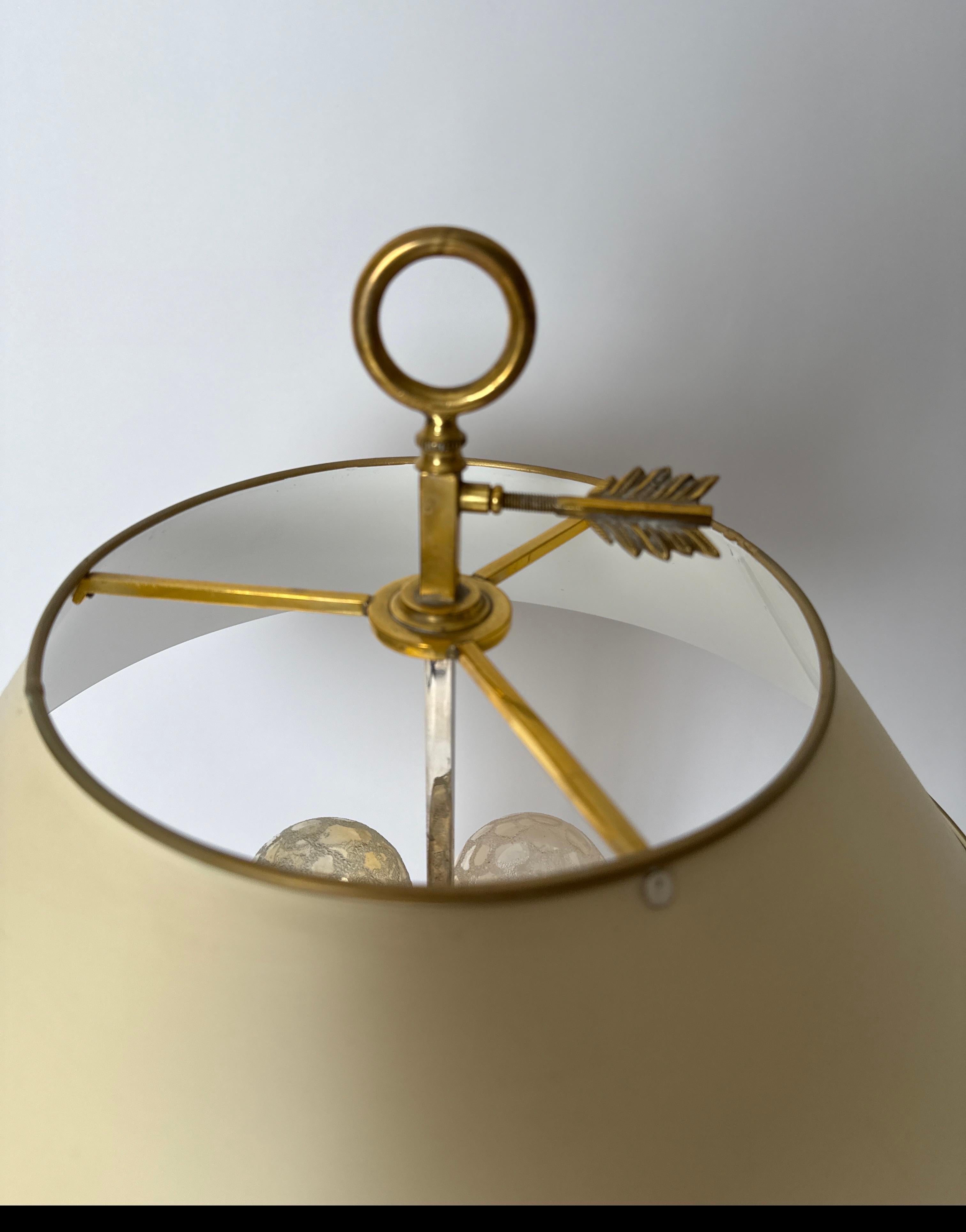 Bouilotte Table Lamp in Polished Bronze and Chrome from Maison Bagues In Good Condition For Sale In Hannover, DE