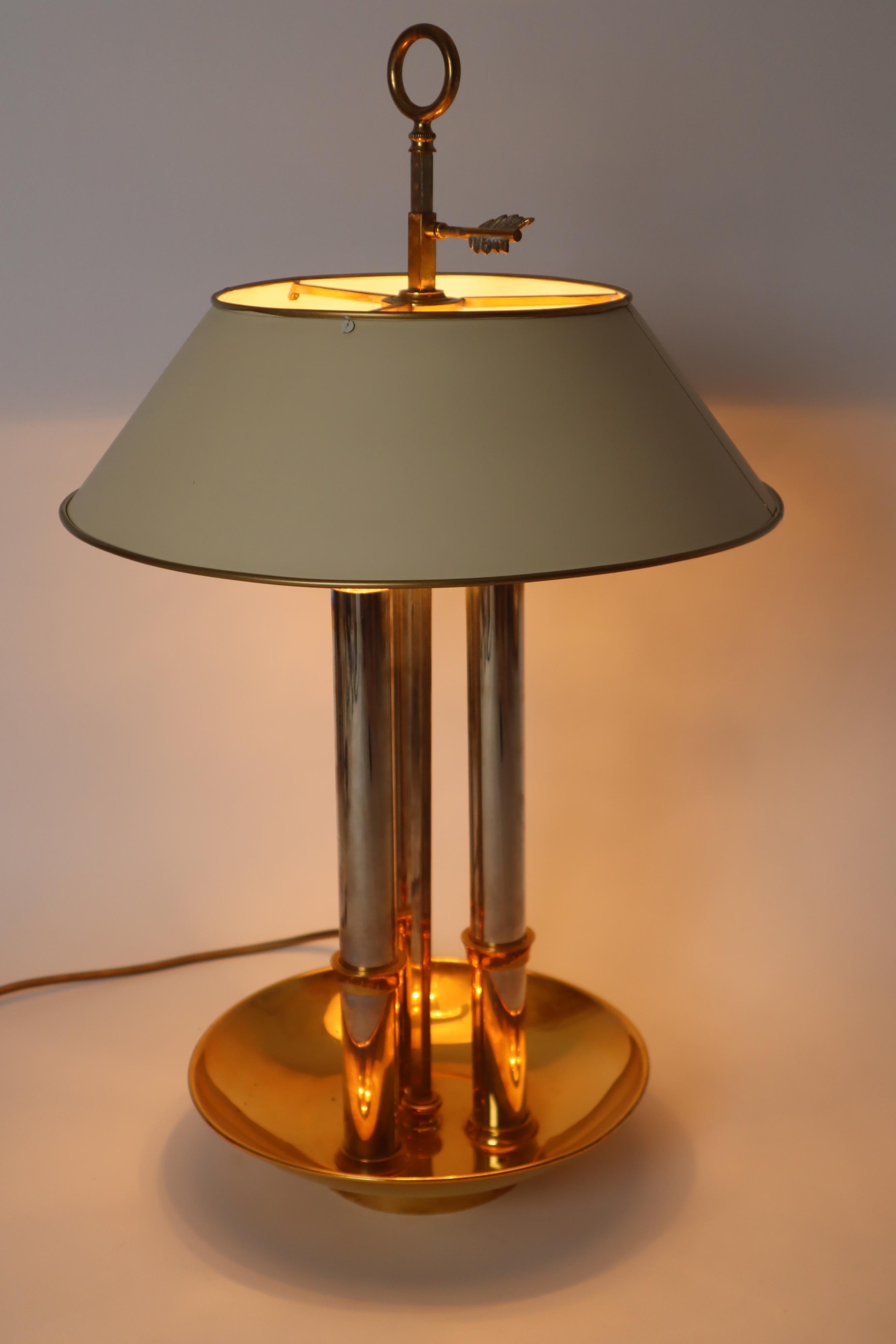 Late 20th Century Bouilotte Table Lamp in Polished Bronze and Chrome from Maison Bagues For Sale