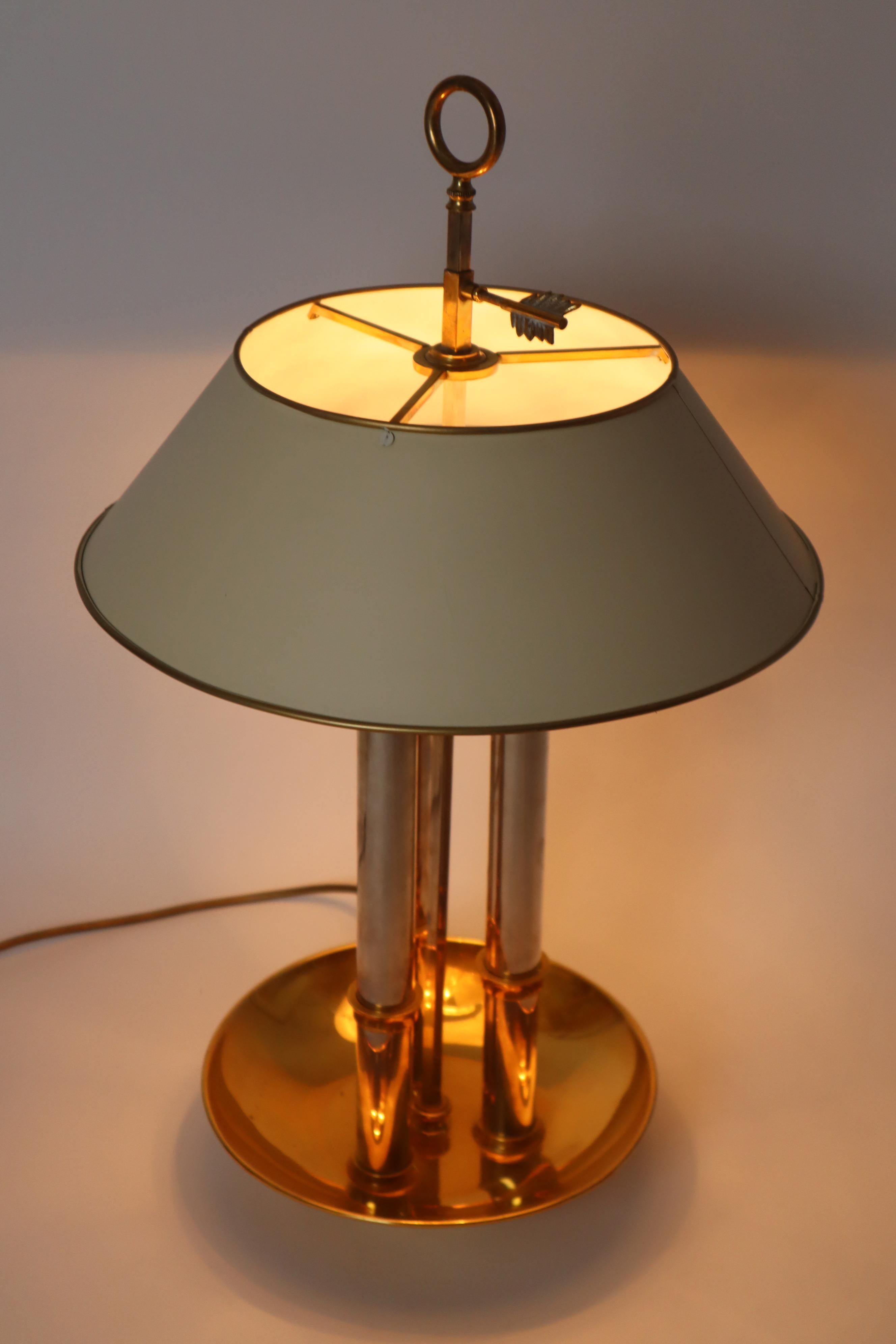 Bouilotte Table Lamp in Polished Bronze and Chrome from Maison Bagues For Sale 1