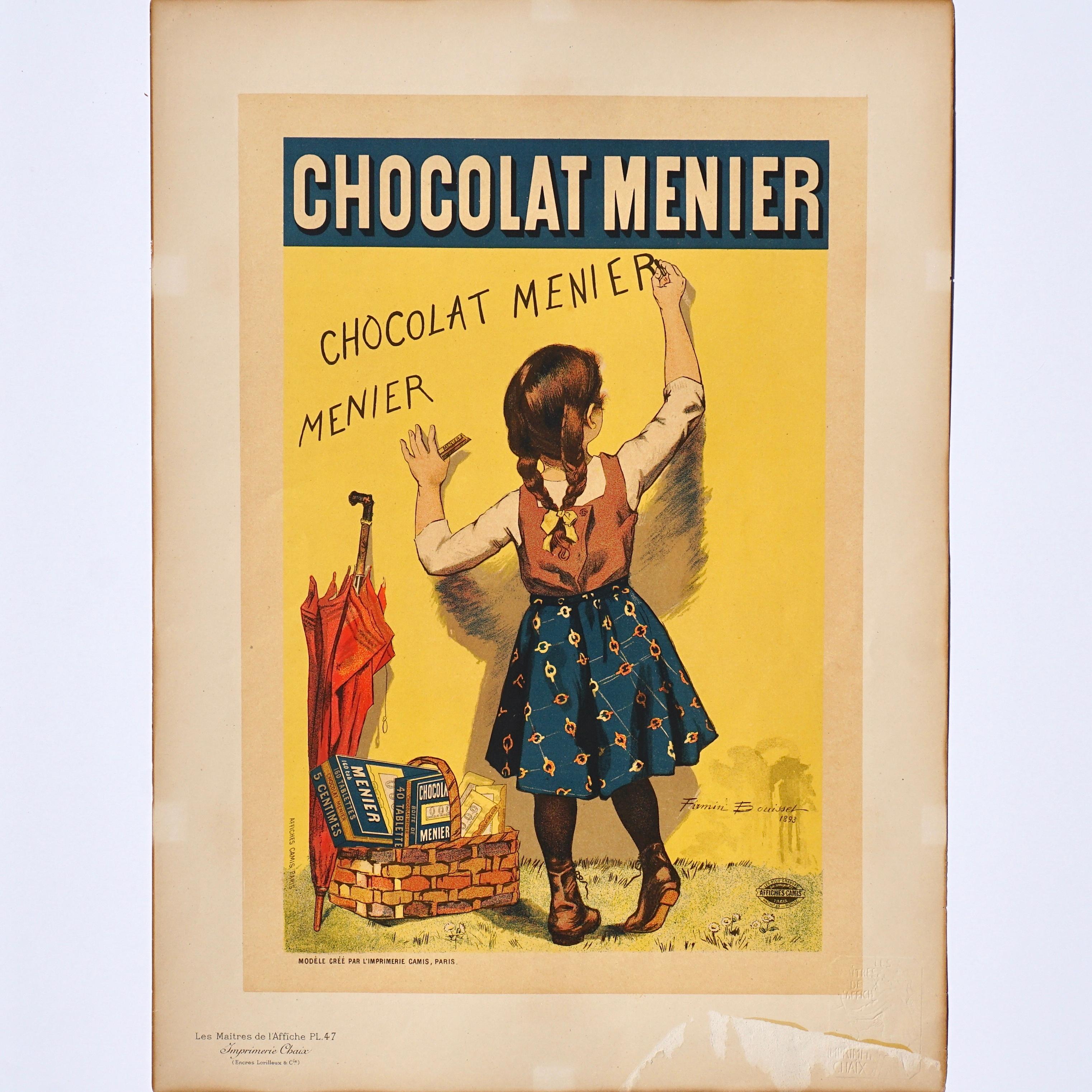 Artist: Firmin Bouisset French (1859-1925)
Title: Chocolat Menier
Original stone Lithograph on vélin paper 1895
Size : 15.75 x 11.5 in. / 39,5 x 29 cm
Framed: 17 X 12.75 inches
Printed by : Chaix 1895

In good condition (B) crisp colors, There is