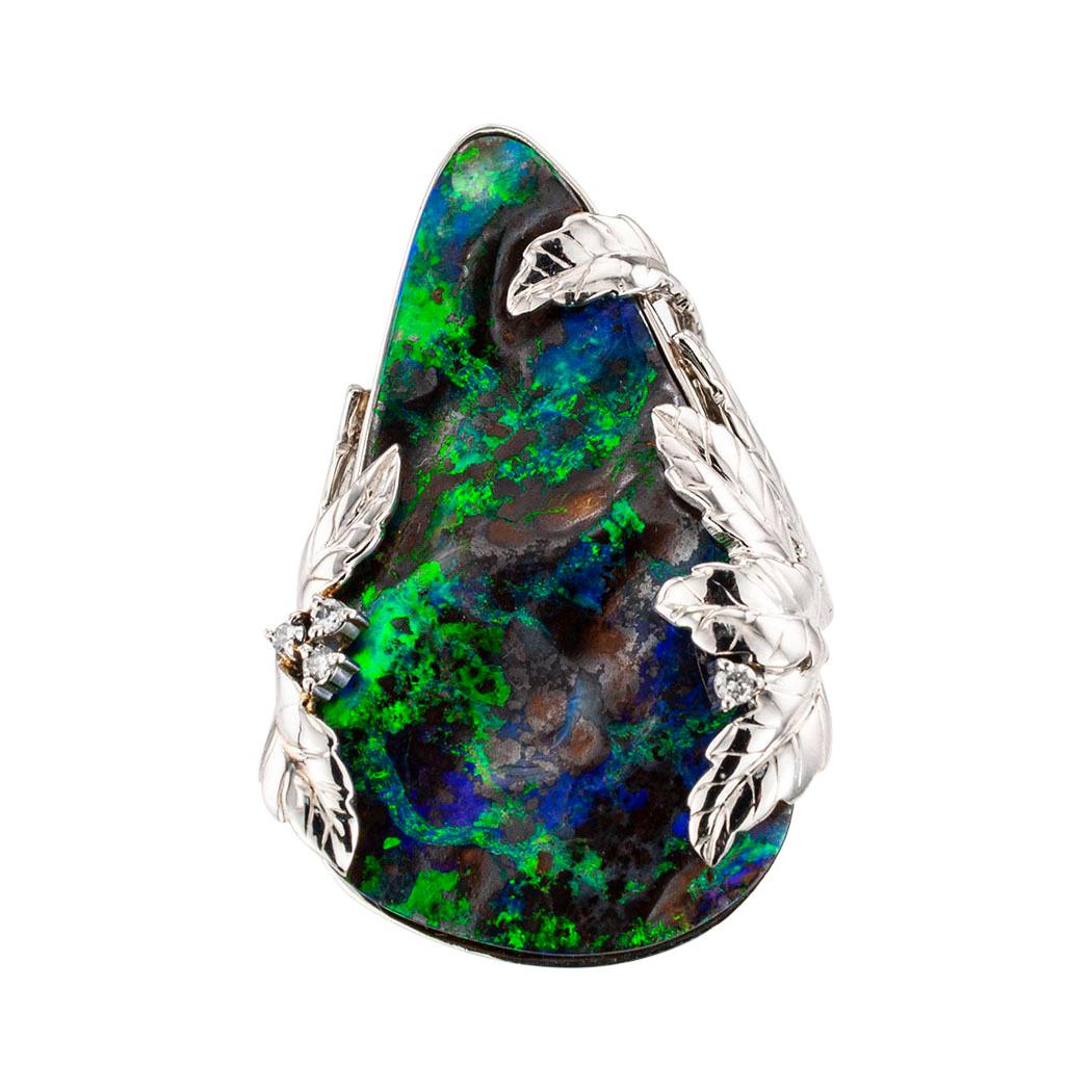 Bolder black opal diamond and platinum cocktail ring circa 1990. *  Love it because it caught your eye, and we are here to connect you with beautiful and affordable jewelry.  Decorate Yourself!  Simple and concise information you want to know is