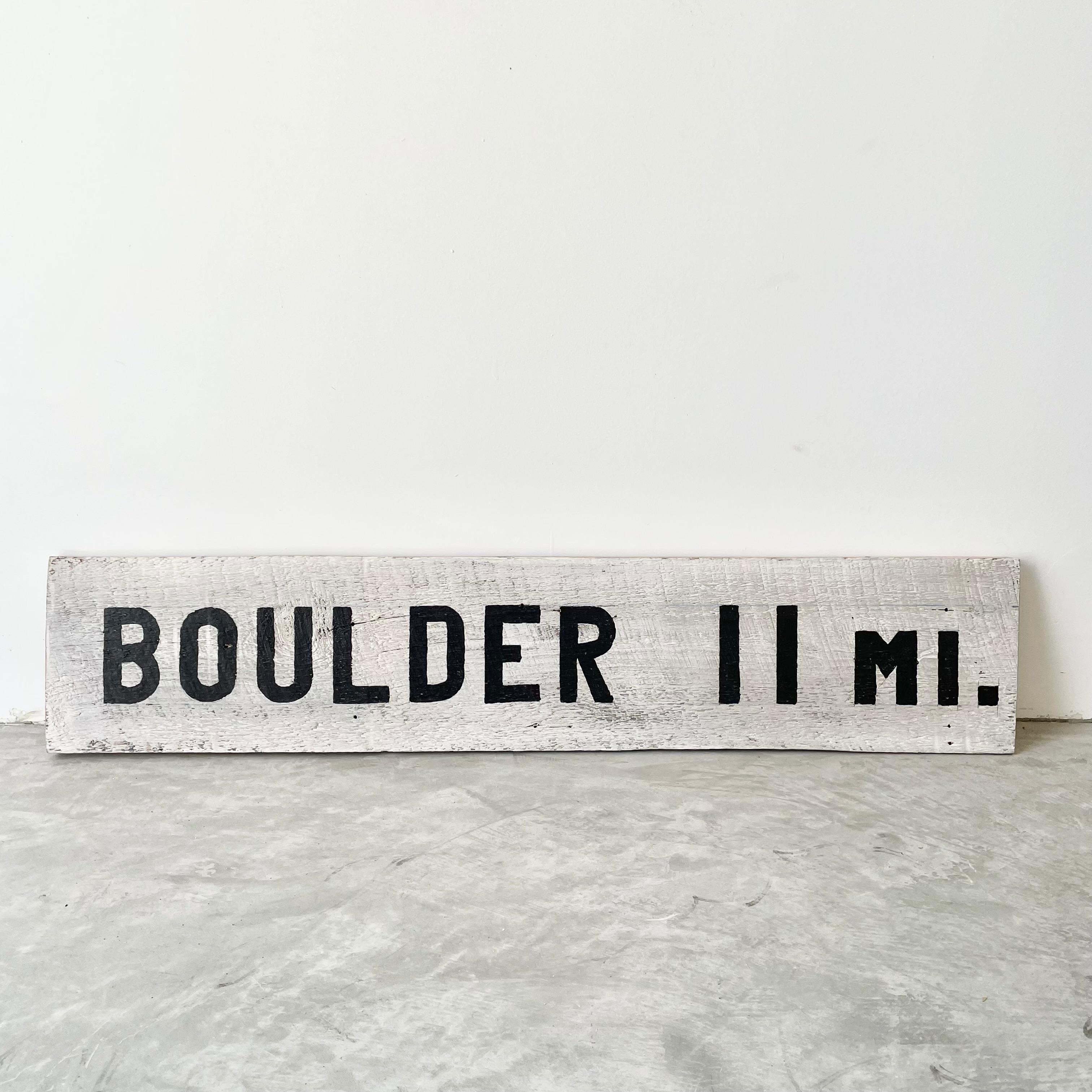 'Boulder' Colorado Hand Painted Wood Road Sign For Sale 3