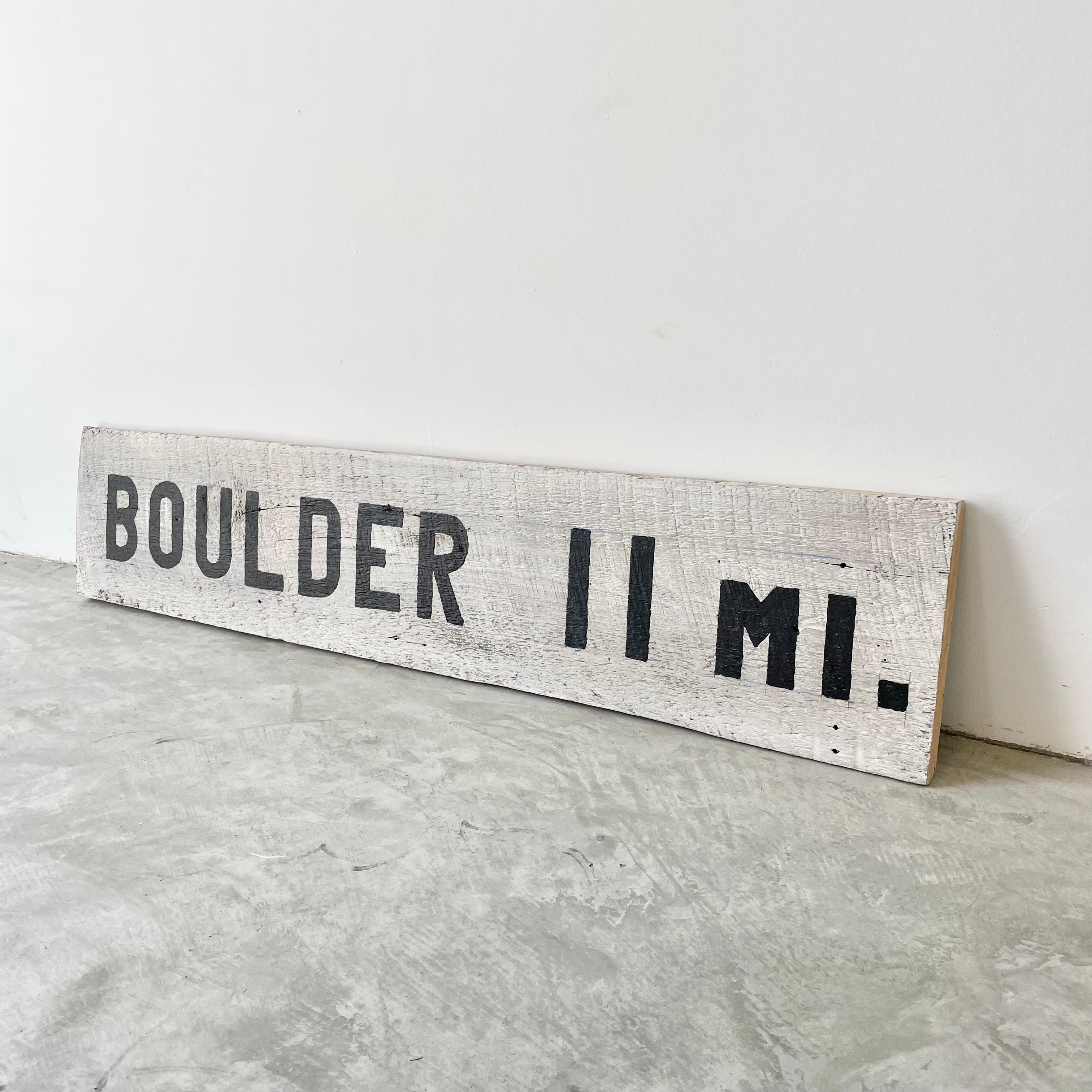 American 'Boulder' Colorado Hand Painted Wood Road Sign For Sale