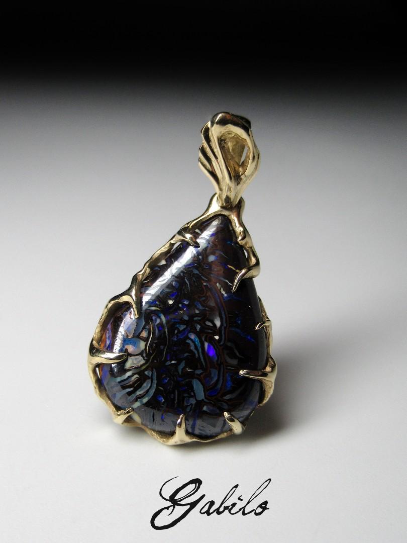 Boulder Koroit Opal Gold Anhänger Australischer Edelstein 4