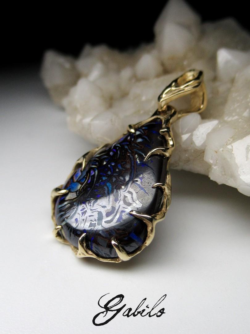Boulder Koroit Opal Gold Anhänger Australischer Edelstein (Cabochon)