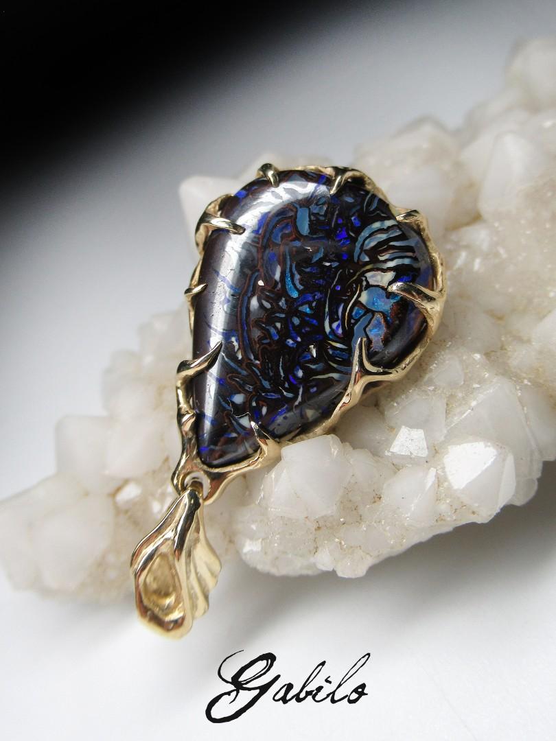 Boulder Koroit Opal Gold Anhänger Australischer Edelstein 1