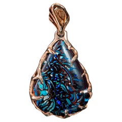 Boulder Koroit Opal Gold Pendant Australian Gemstone